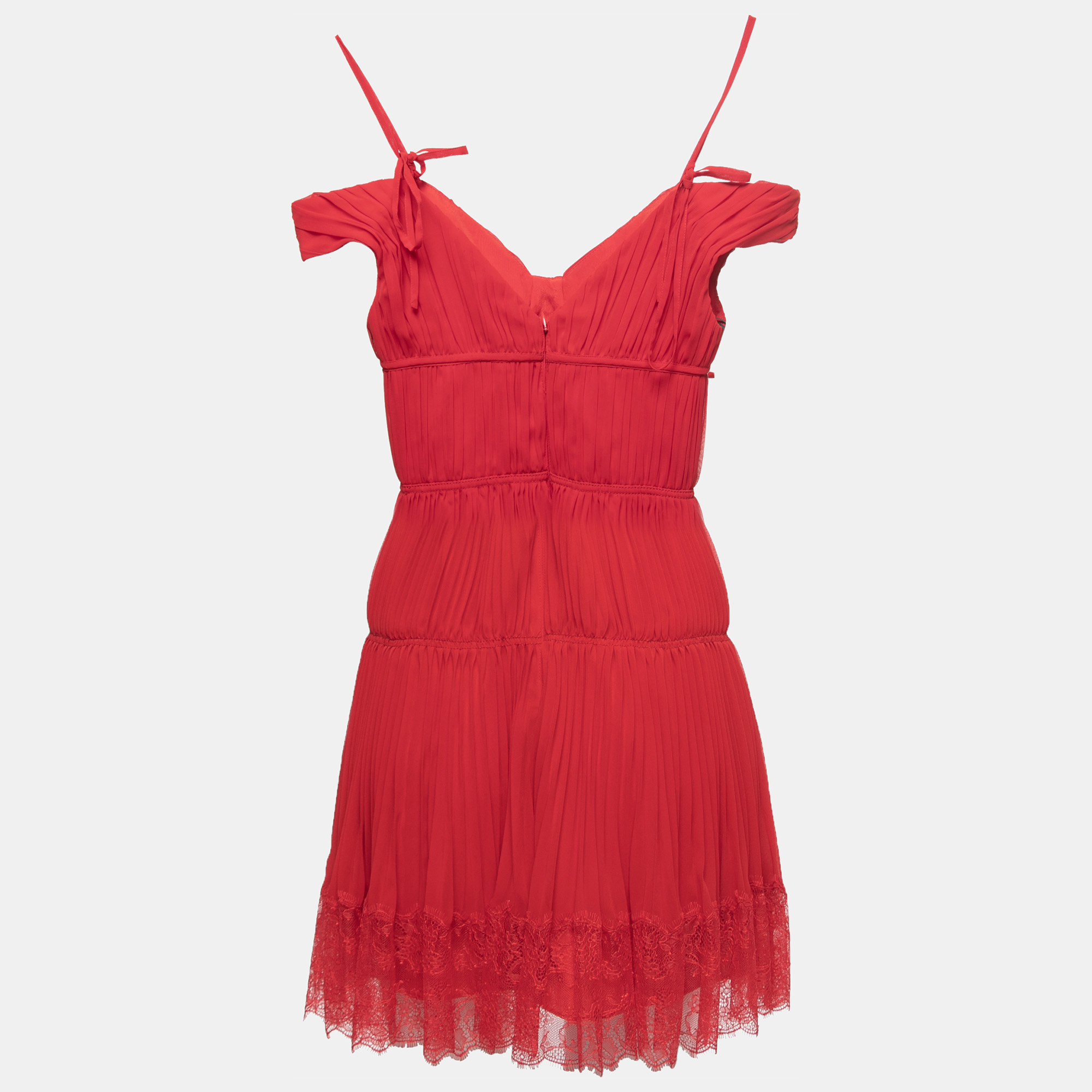 

Self-Portrait Red Chiffon Pleated Mini Dress
