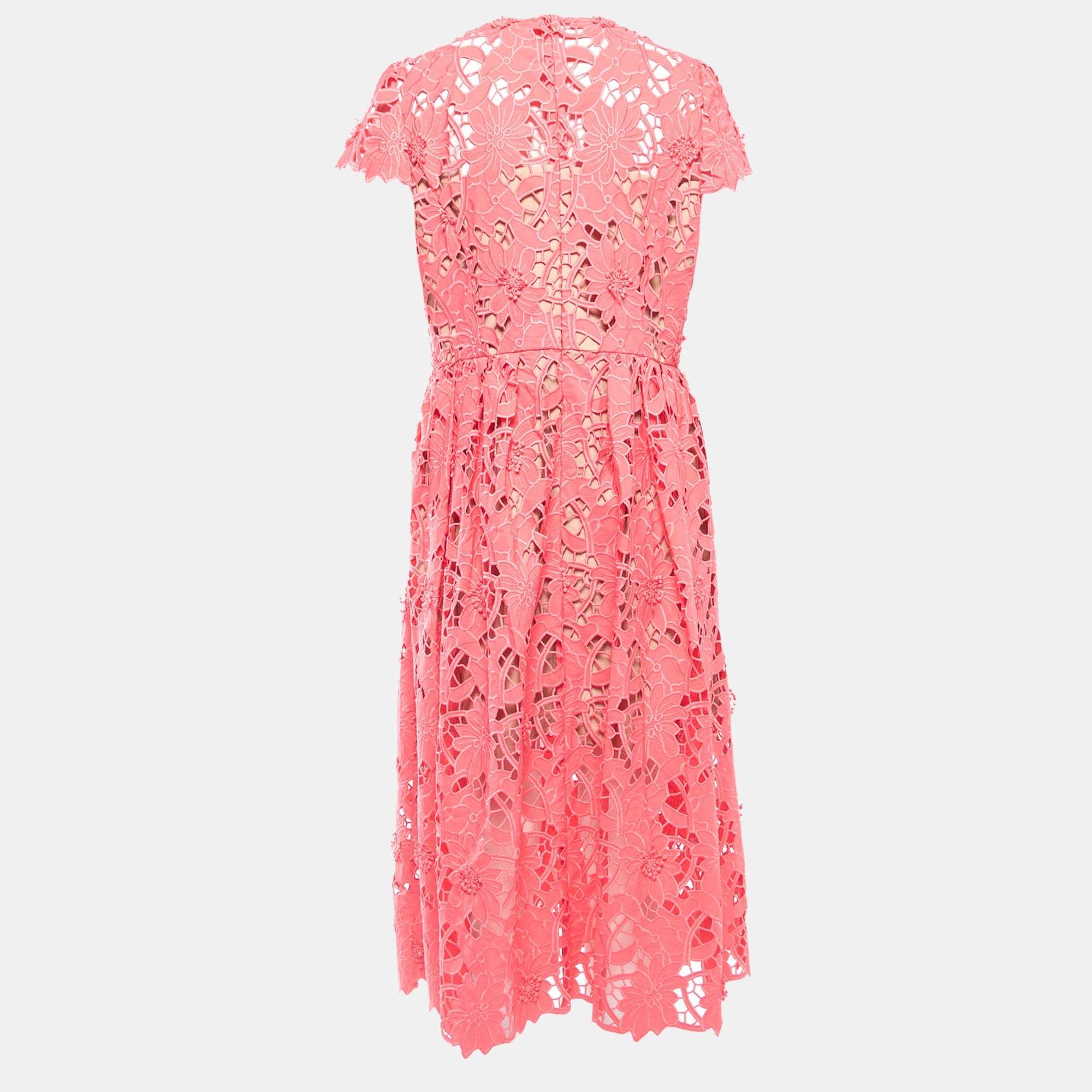 

Self-Portrait Pink Floral Guipure Lace Midi Dress