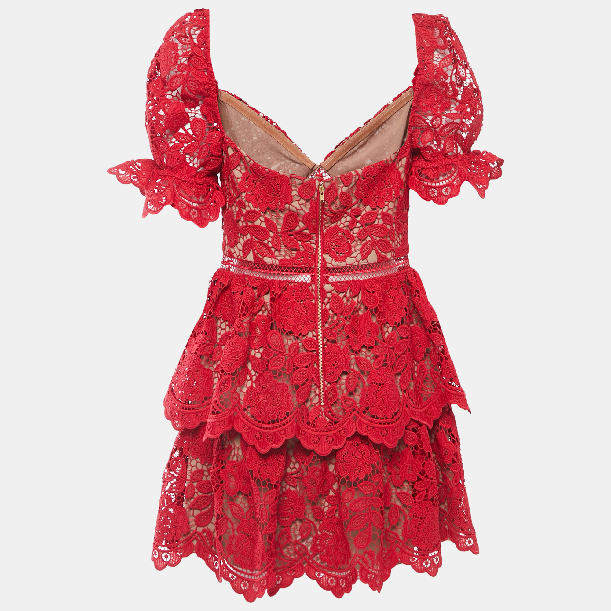 

Self-Portrait Red Floral Lace Mini Dress