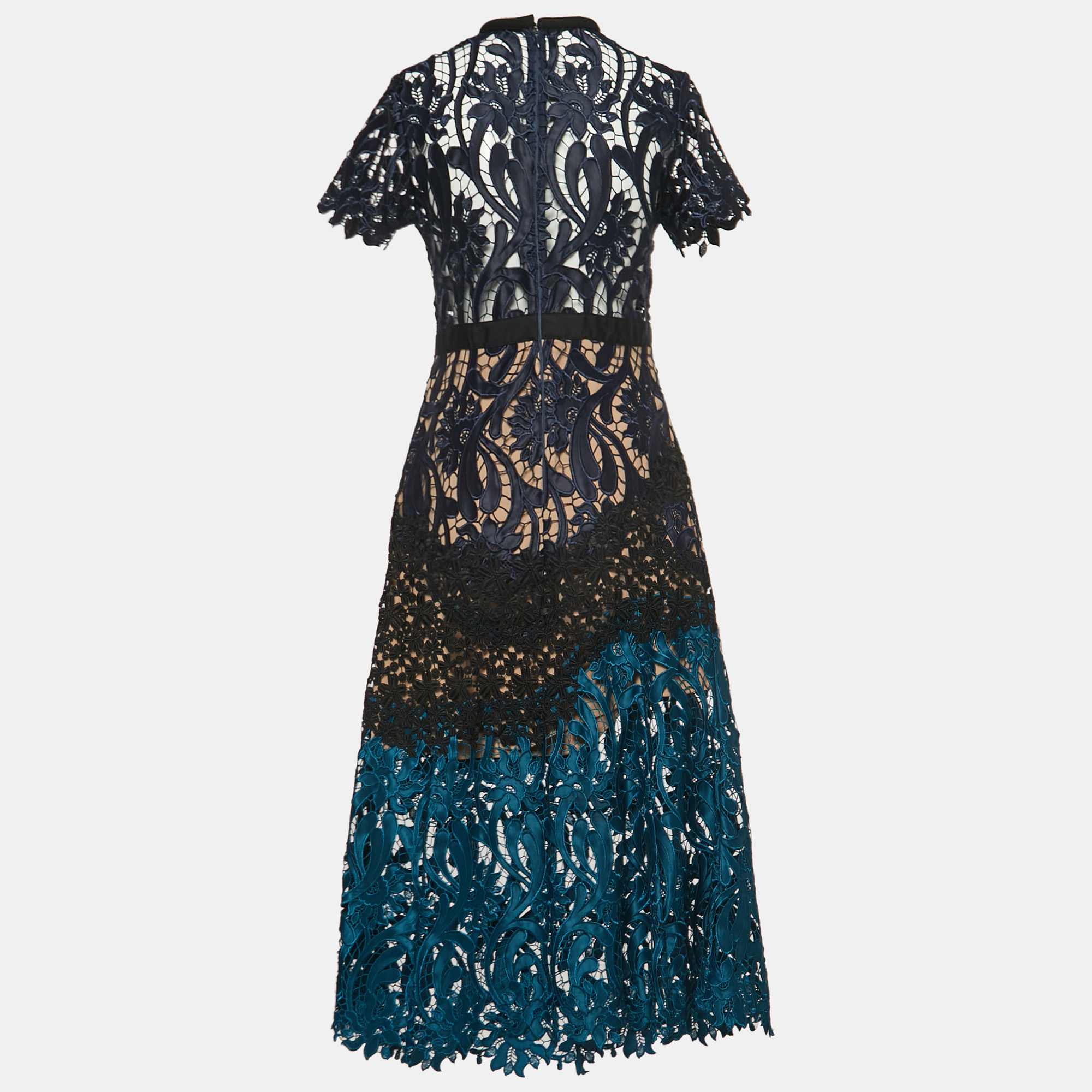 

Self-Portrait Multicolor Lace High Neck Midi Dress
