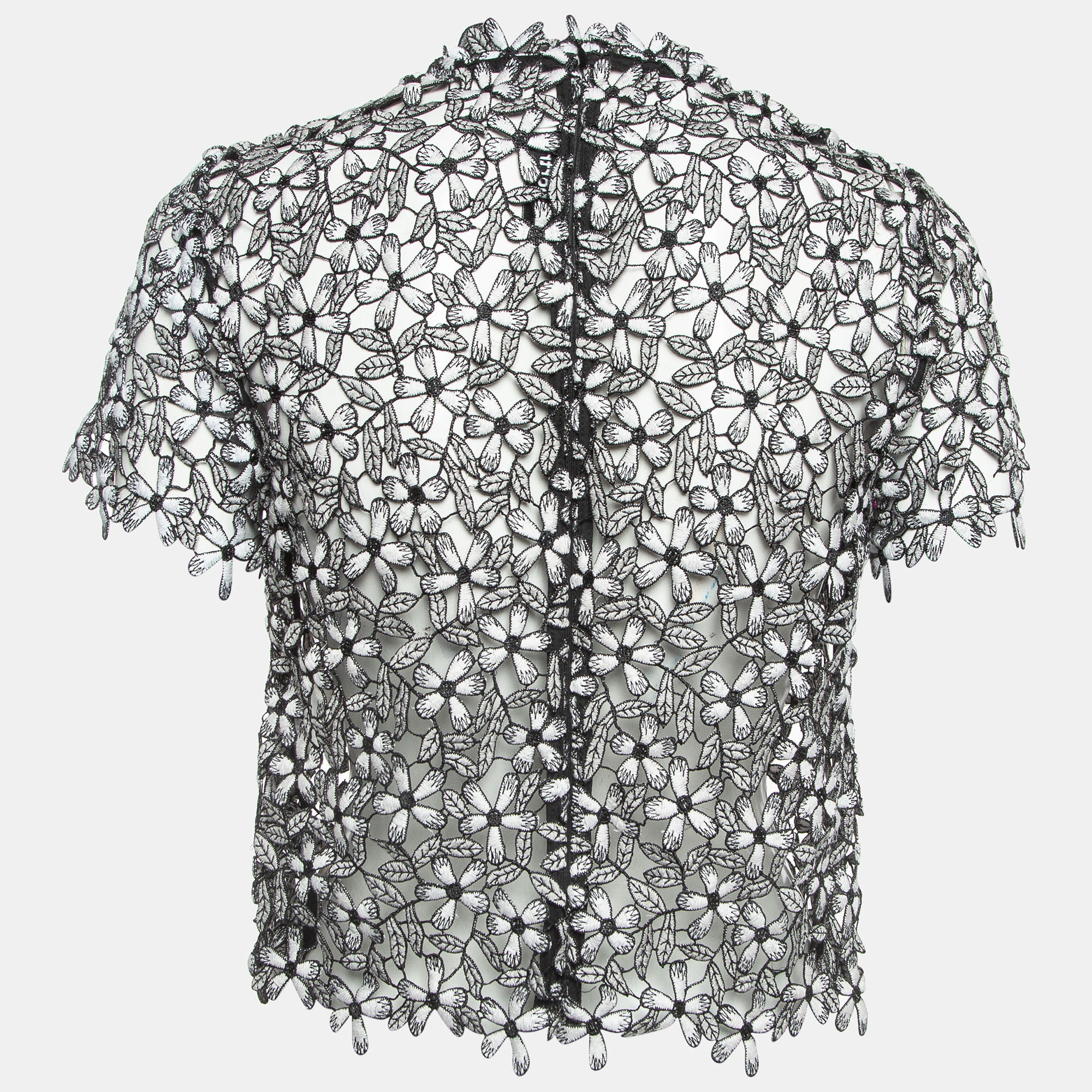 

Self Portrait Black/White Floral Cut-out Lace Top