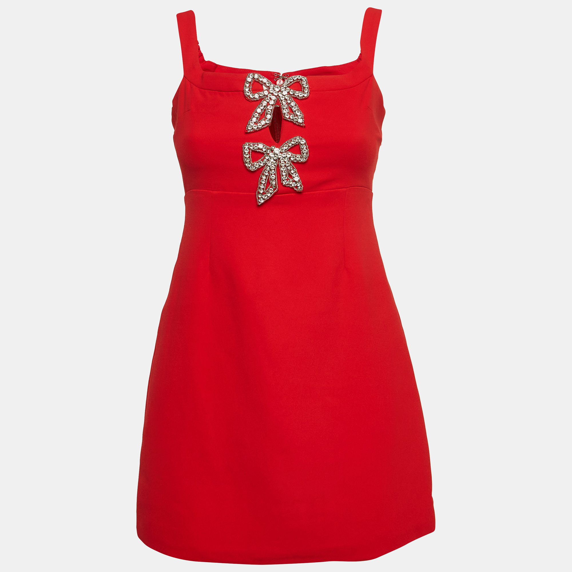 

Self-Portrait Red Crystal Bow Crepe Mini Dress S