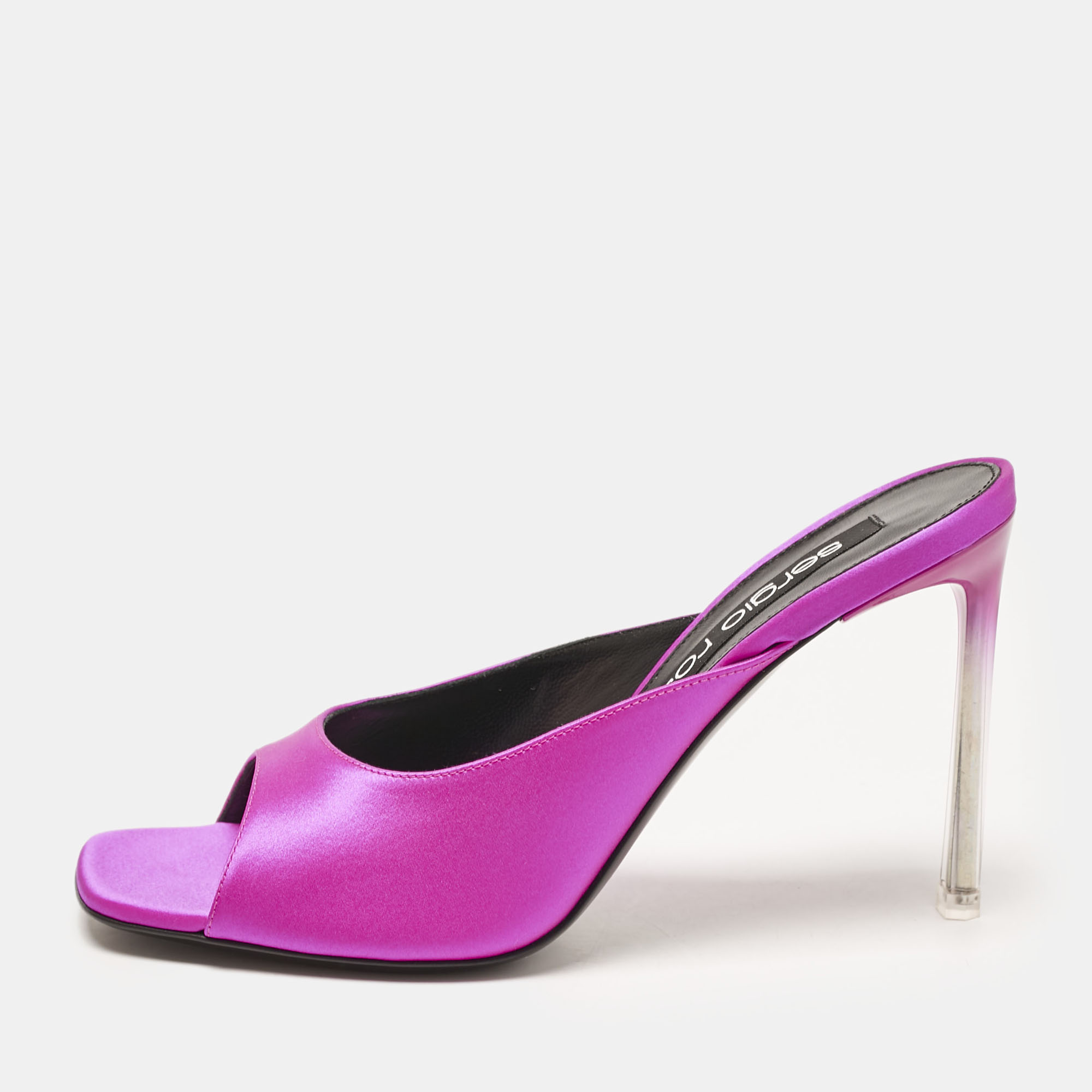 

Sergio Rossi Magenta Satin Slide Sandals Size, Pink