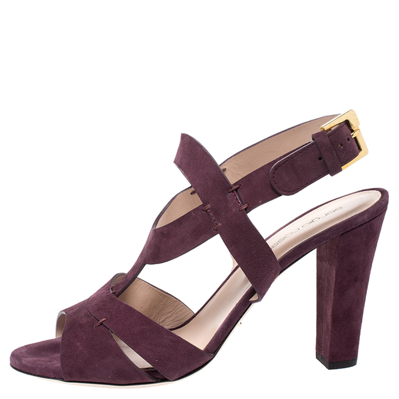 

Sergio Rossi Burgundy Suede Ankle Strap Sandals Size