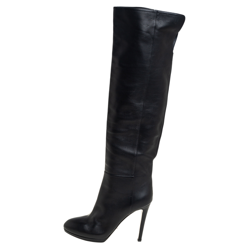 

Sergio Rossi Black Leather Knee High Boots Size
