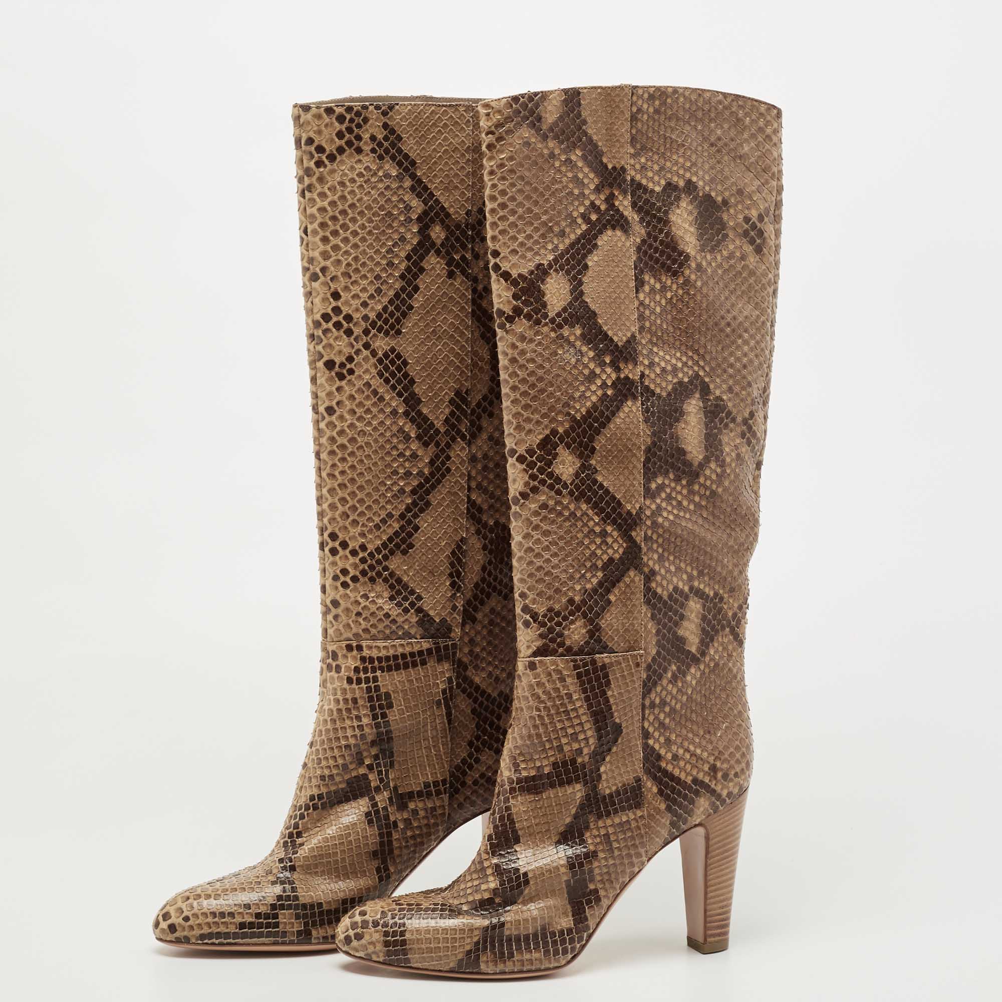 

Sergio Rossi Brown Python Knee Length Boots Size