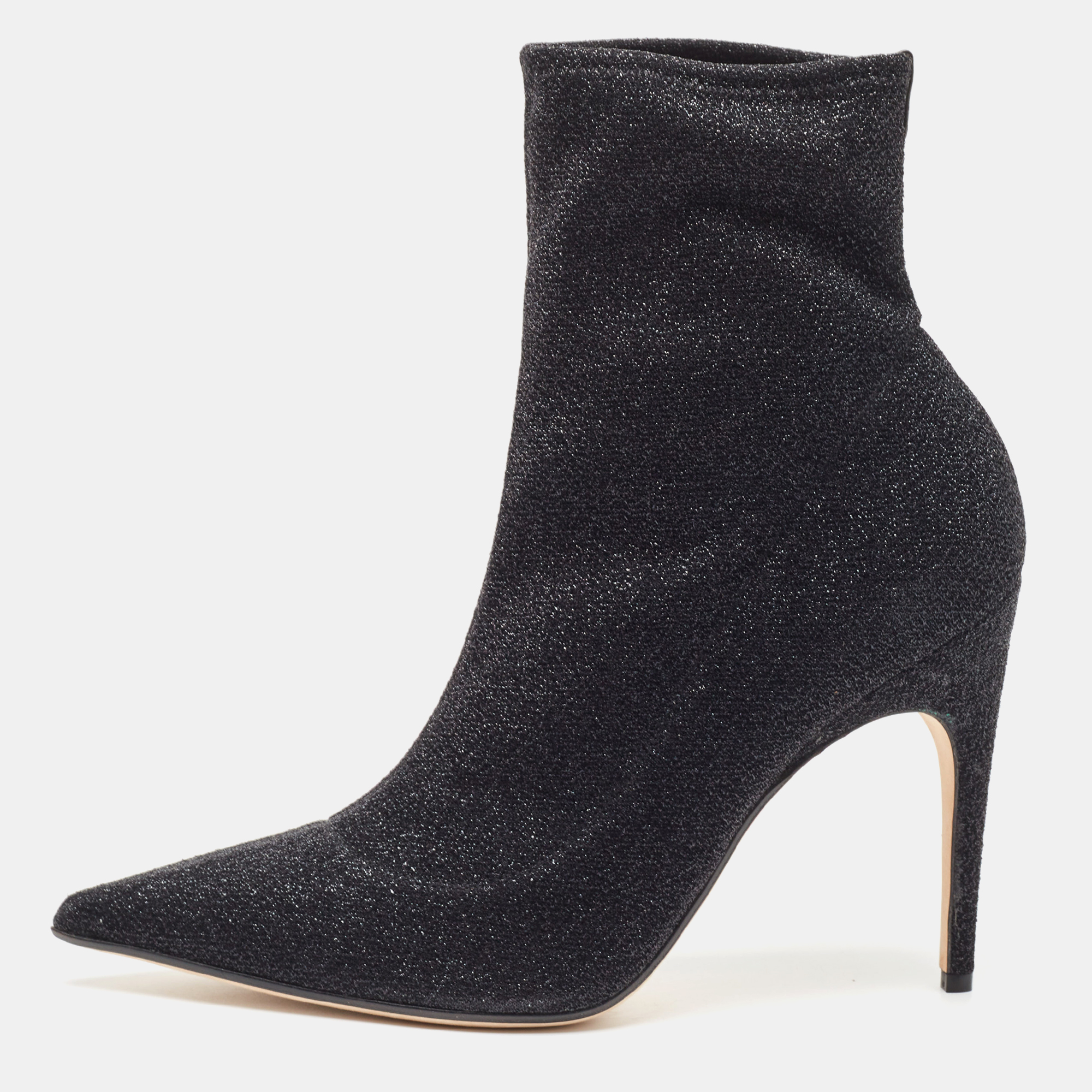 

Sergio Rossi Black Stretch Fabric Ankle Boots Size