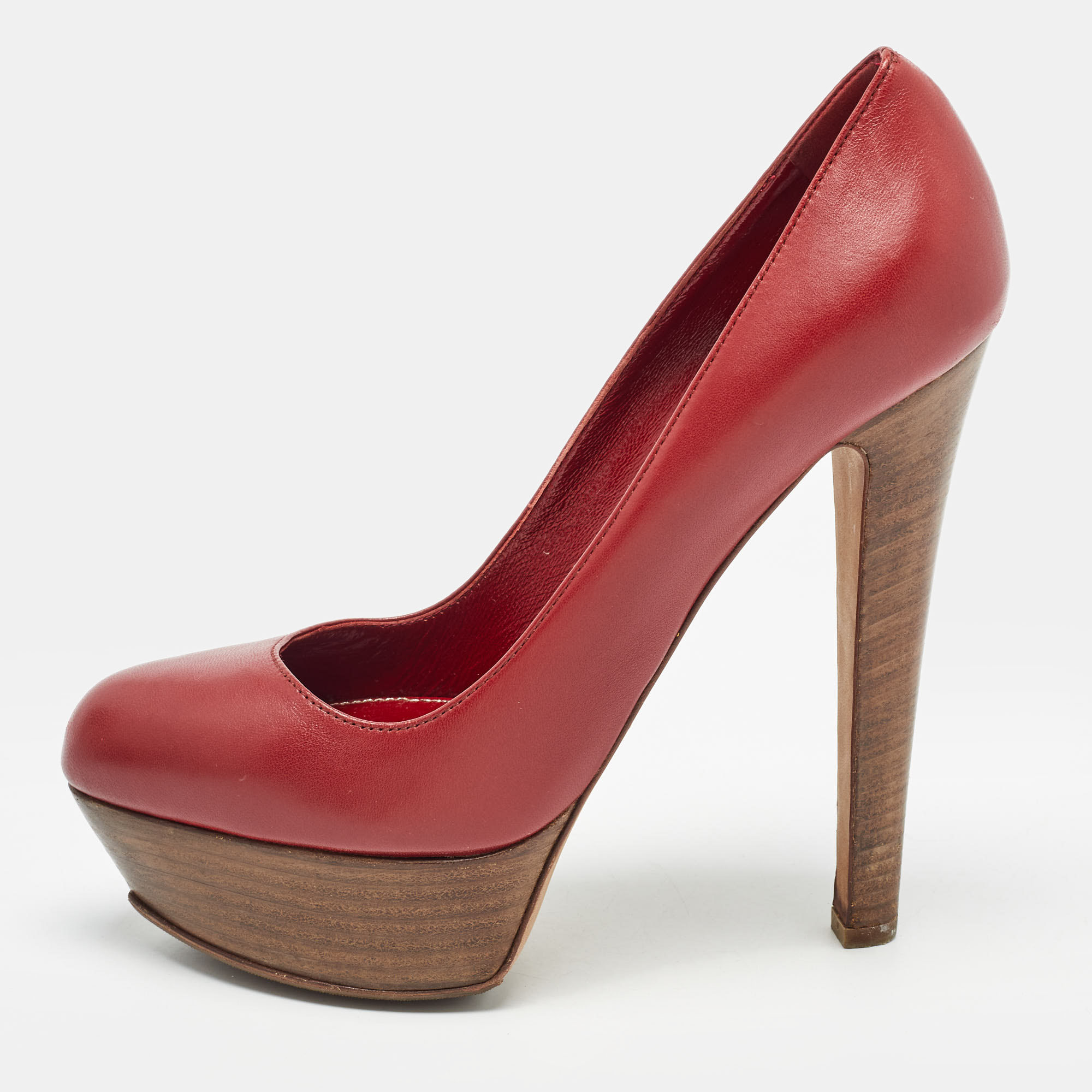 

Sergio Rossi Red Leather Platform Pumps Size