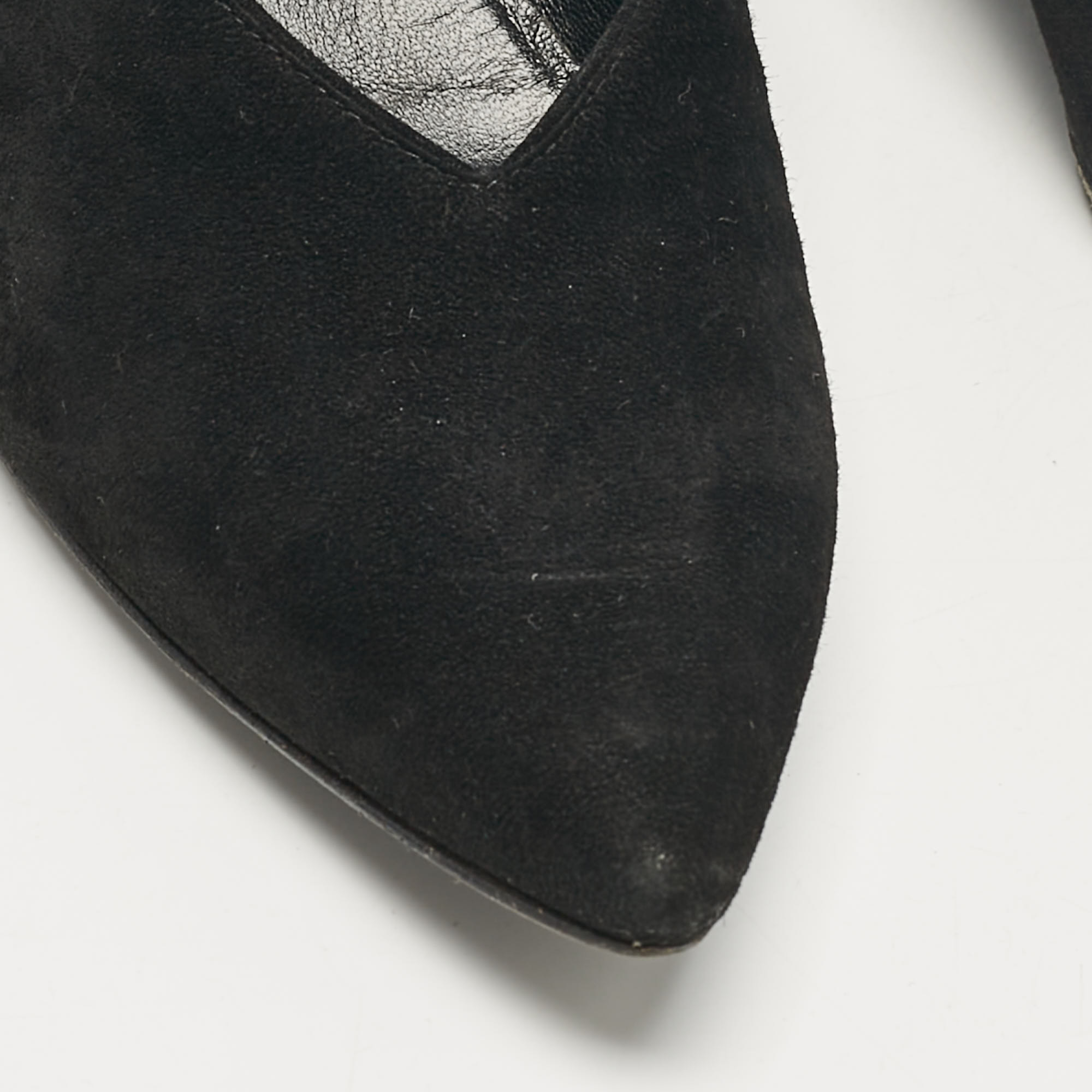 Sergio Rossi Black Suede Pointed Toe Pumps Size 38.5 