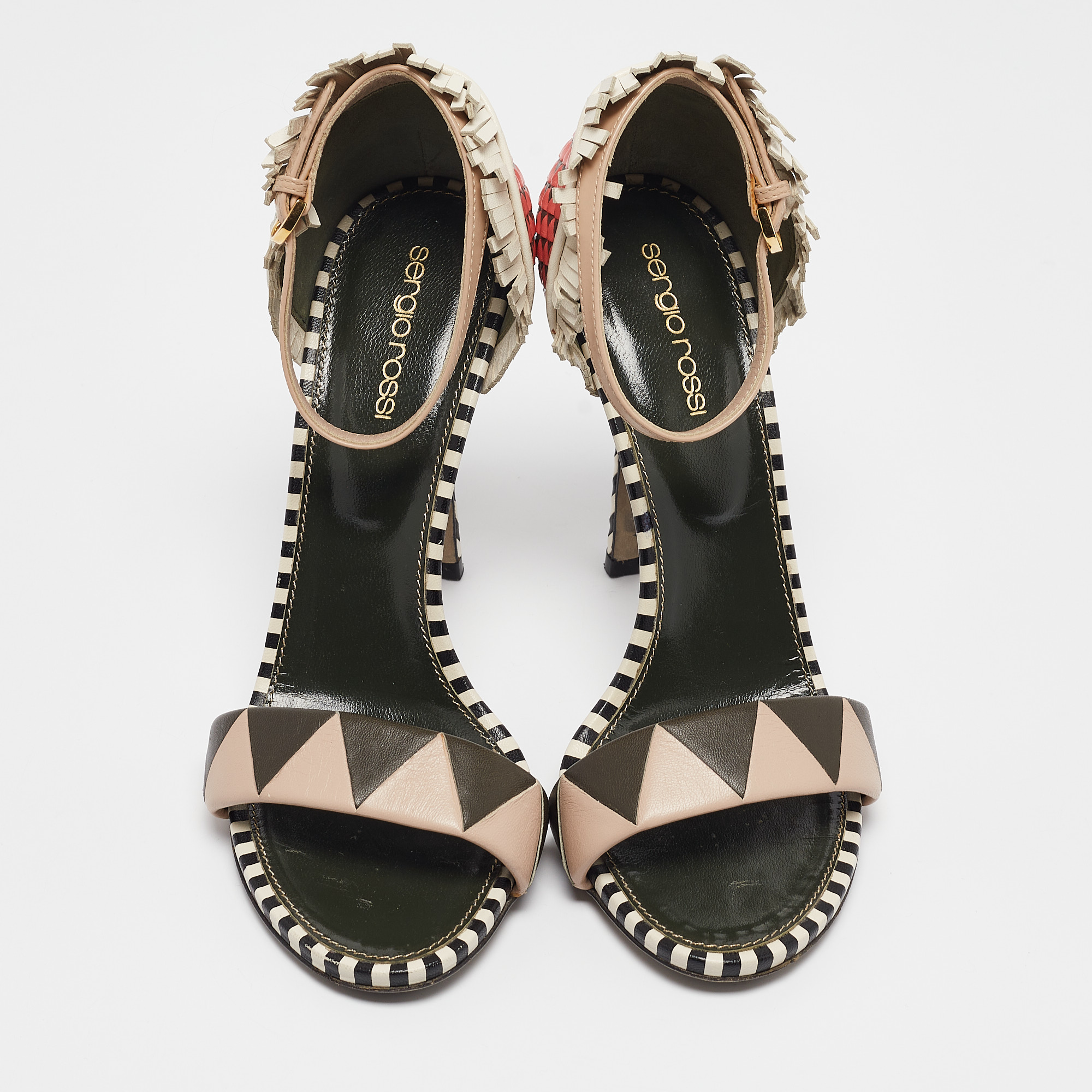 Sergio Rossi Multicolor Leather Ankle Strap Sandals Size 38.5 