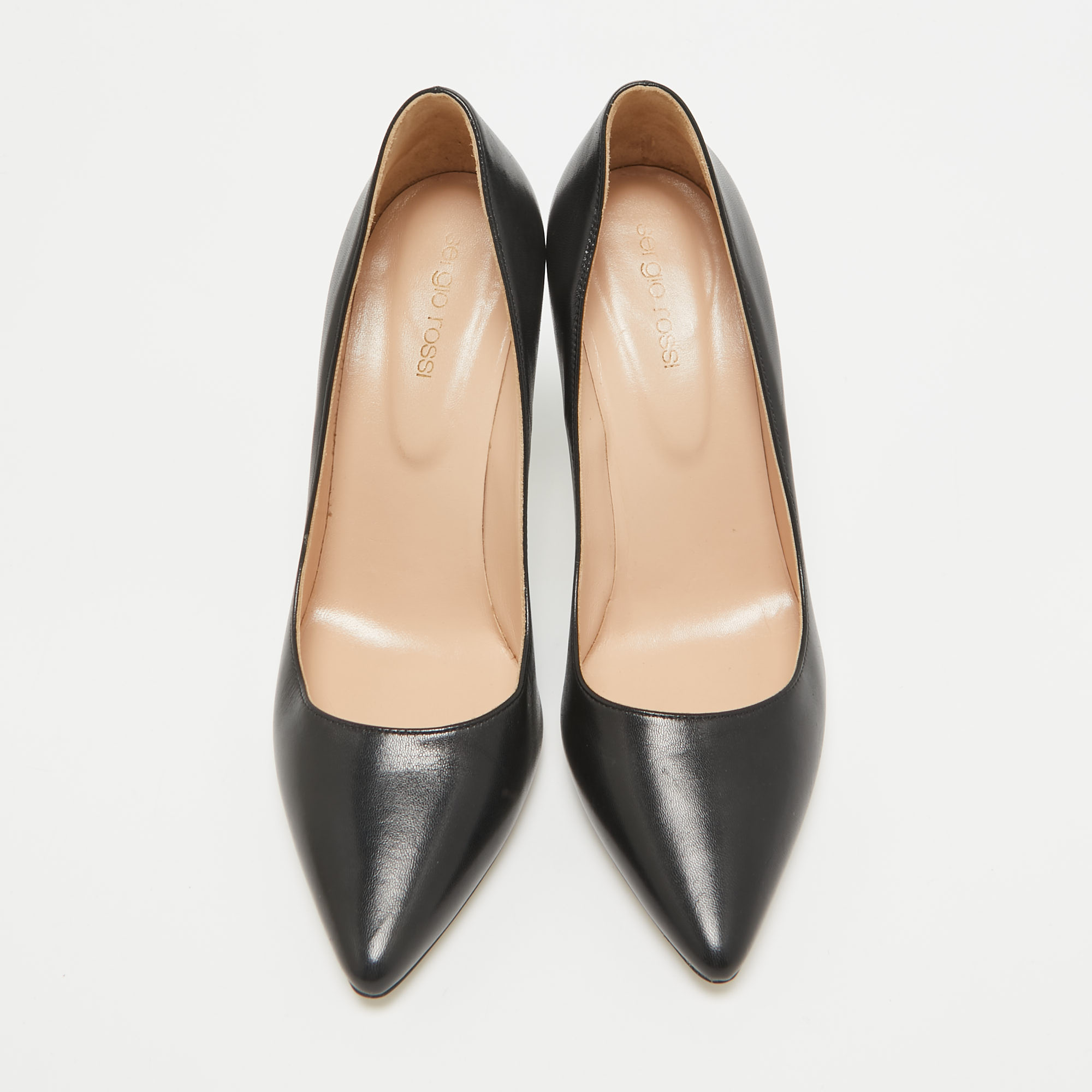 Sergio Rossi Black Leather Pointed Toe Pumps Size 39 