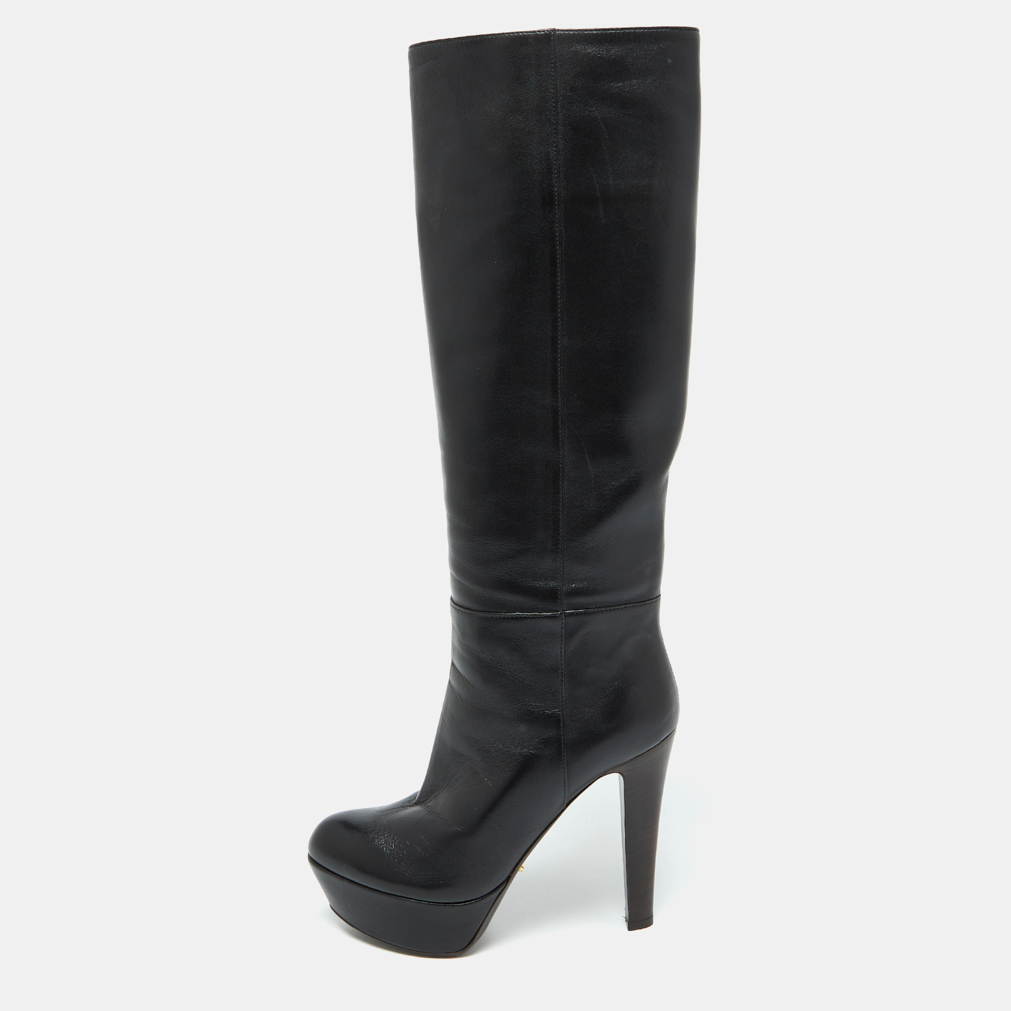 

Sergio Rossi Black Leather Platform Over The Knee Boots Size