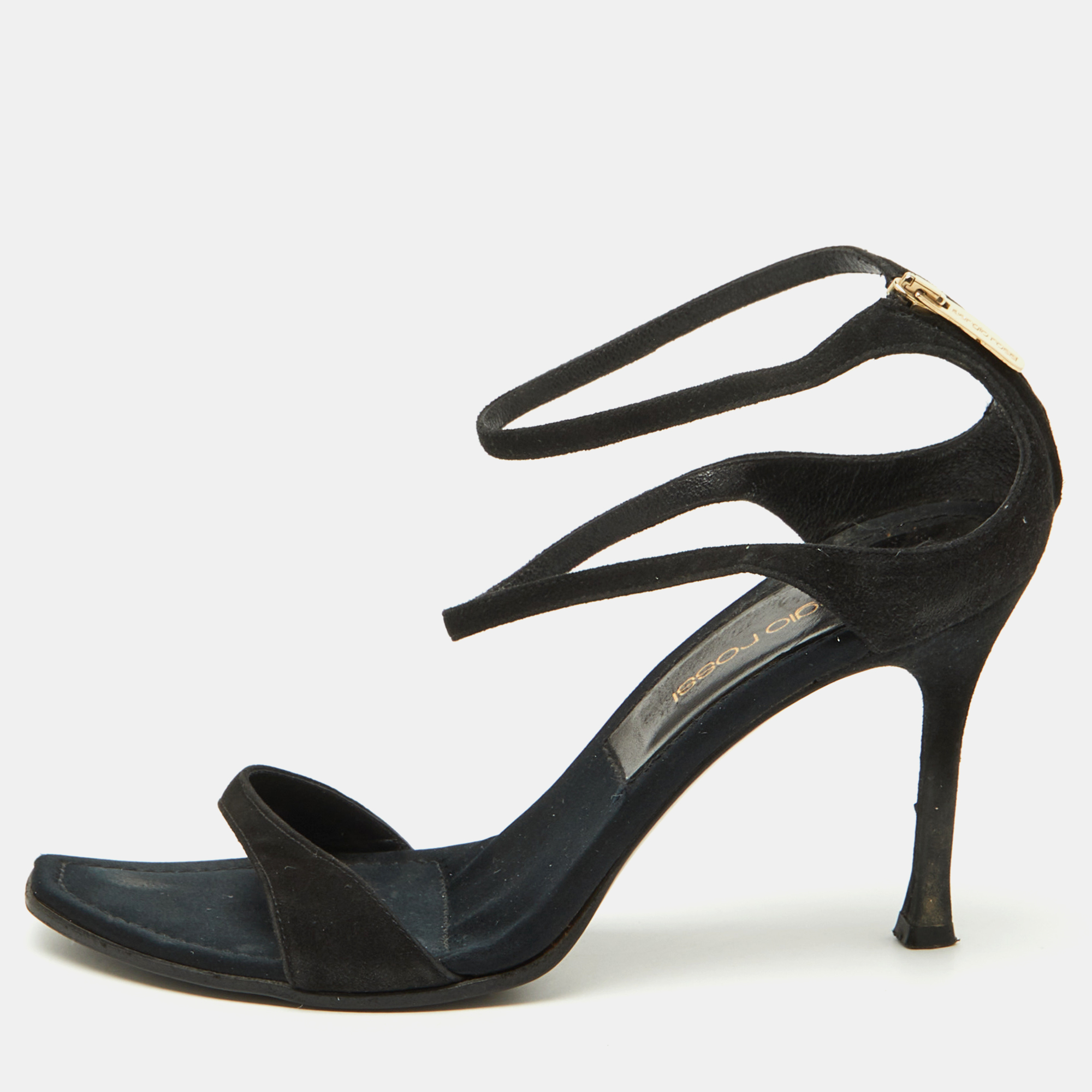 

Sergio Rossi Black Suede Ankle Strap Sandals Size