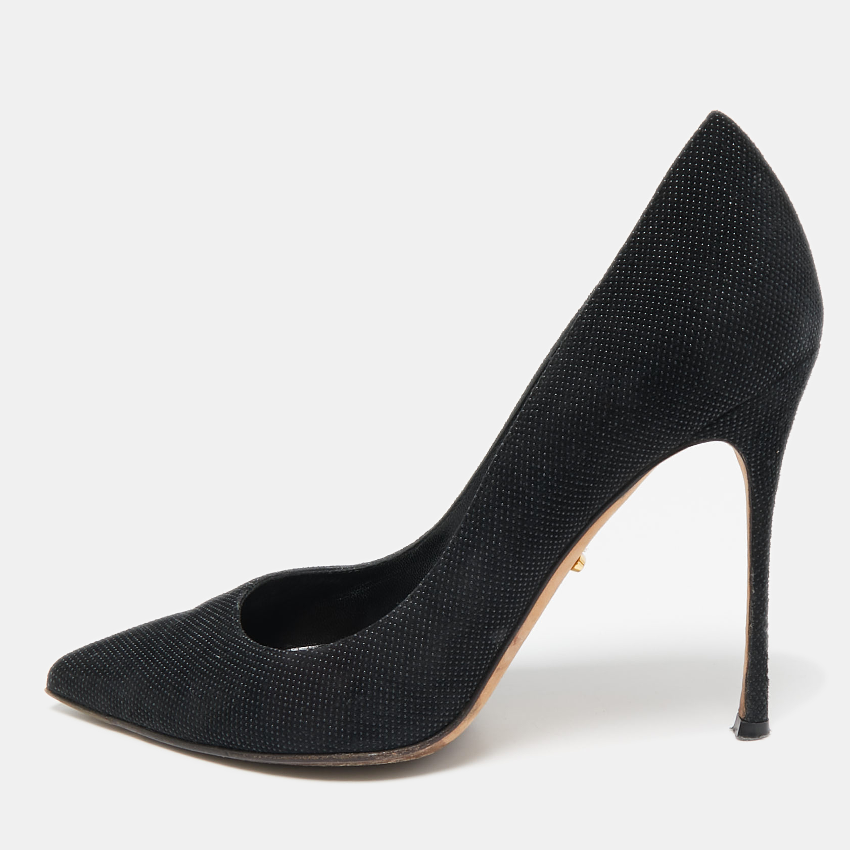 

Sergio Rossi Black Canvas Pointed Toe Pumps Size