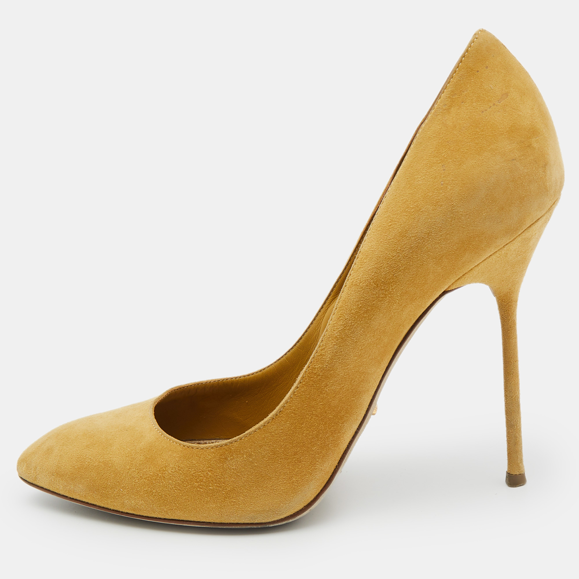 

Sergio Rossi Mustard Yellow Suede Pumps Size