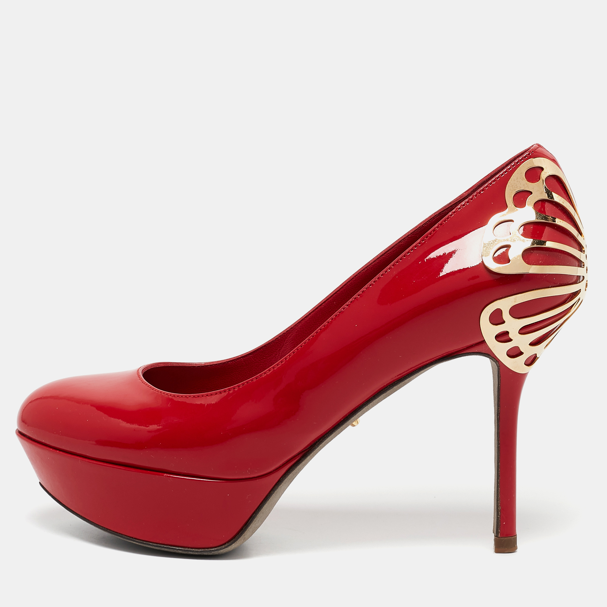 

Sergio Rossi Red Patent Leather Platform Pumps Size