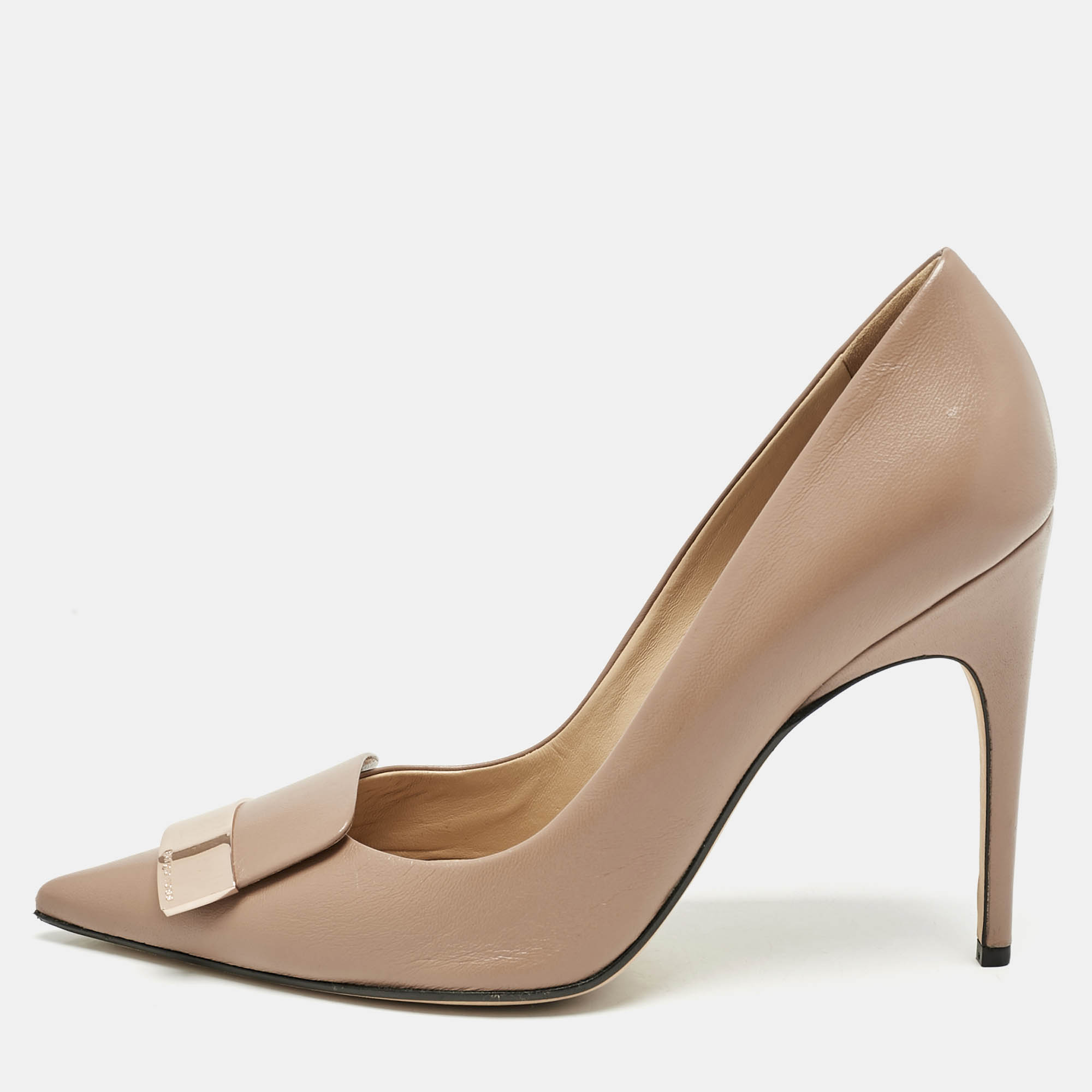 

Sergio Rossi Beige Leather SR1 Pointed Toe Pumps Size