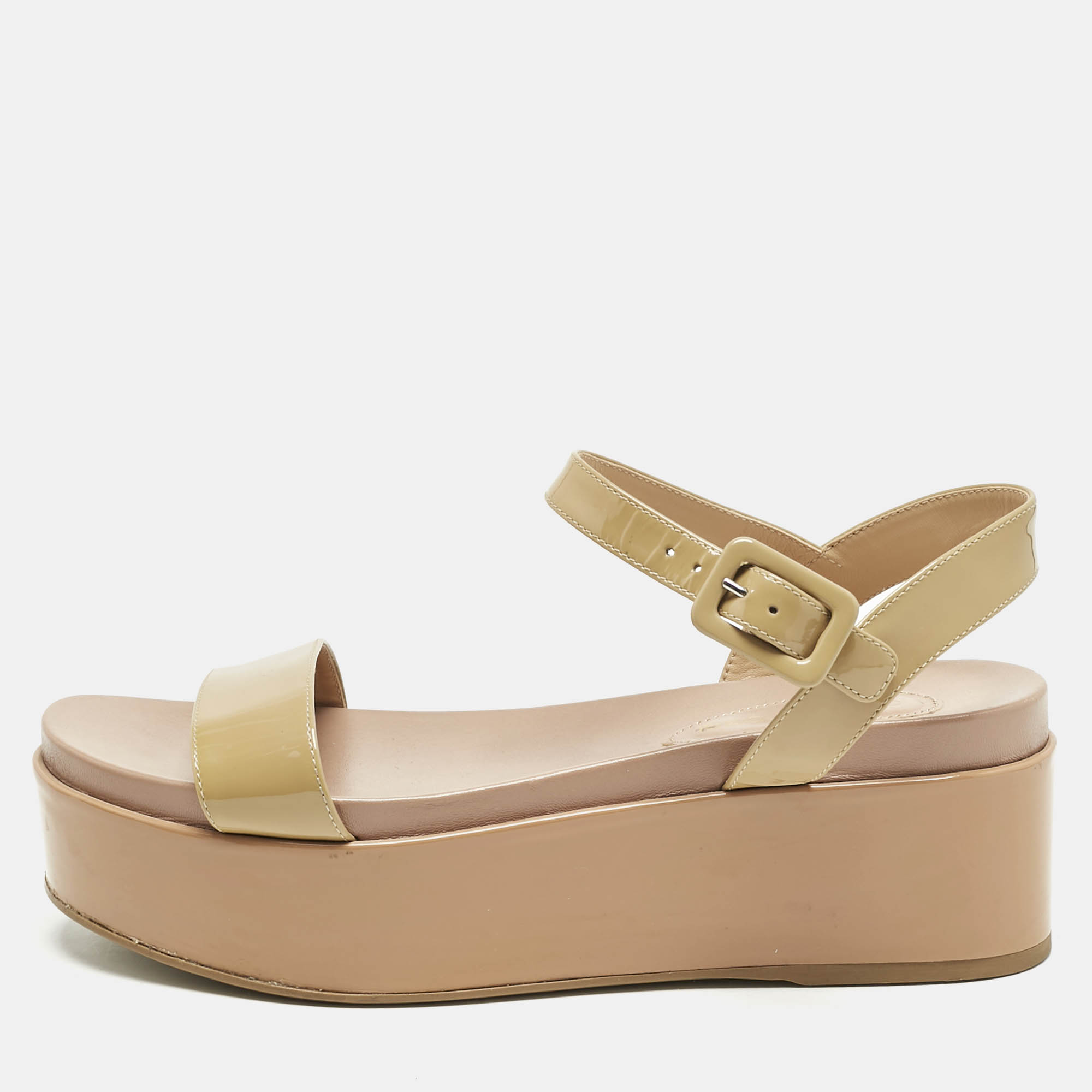 

Sergio Rossi Beige Patent Leather Platform Sandals Size