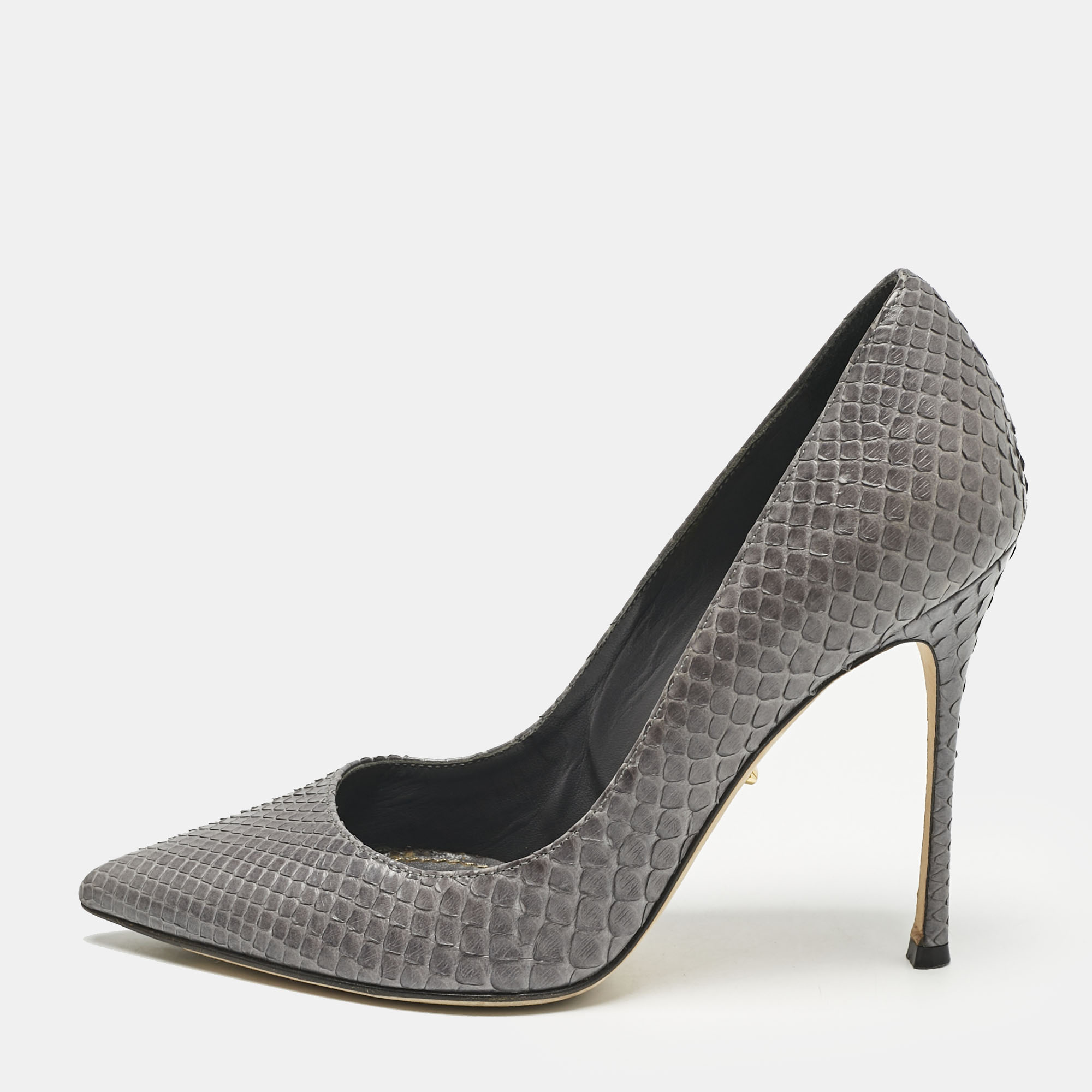 

Sergio Rossi Grey Python Leather Pointed Toe Pumps Size
