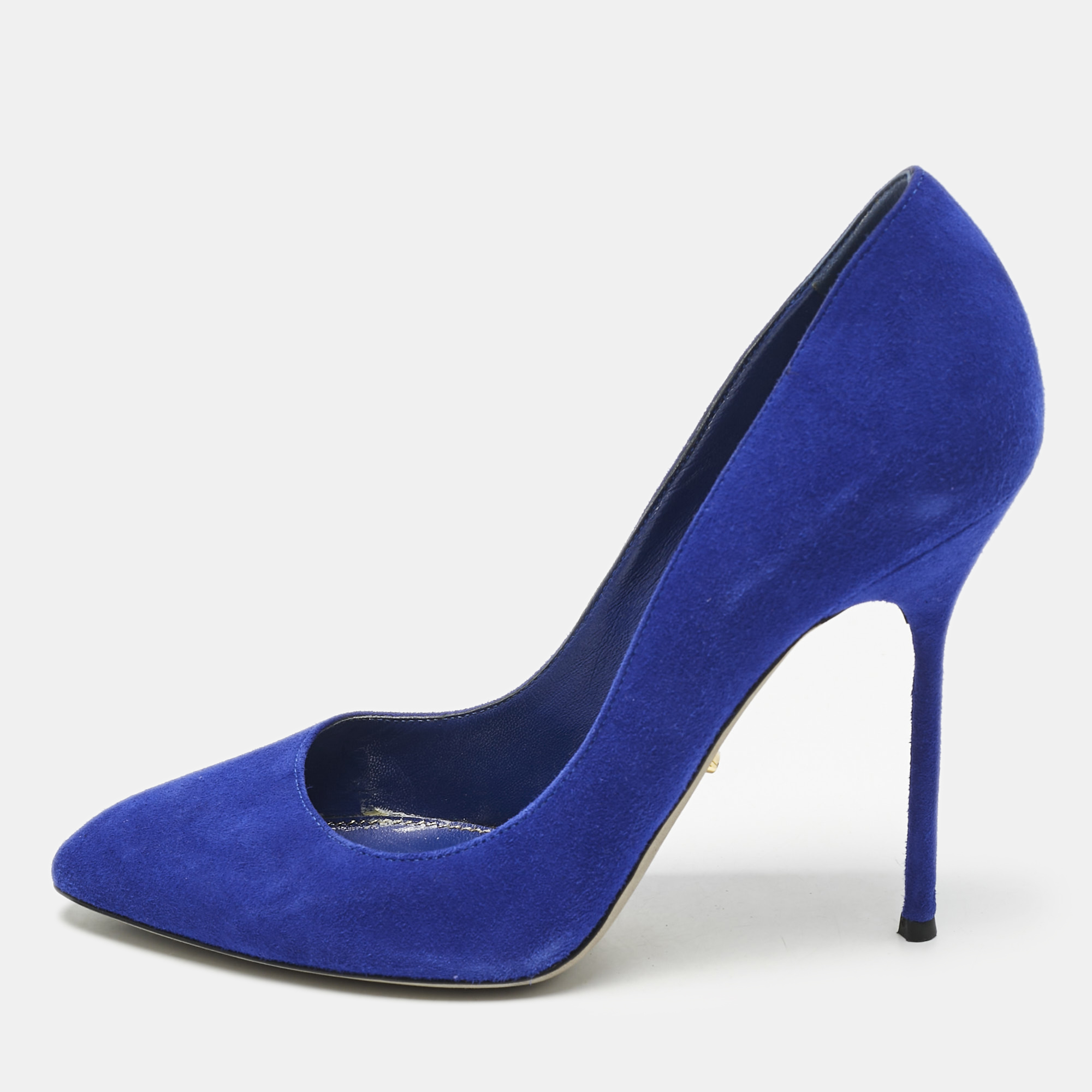 

Sergio Rossi Blue Suede Round Toe Pumps Size