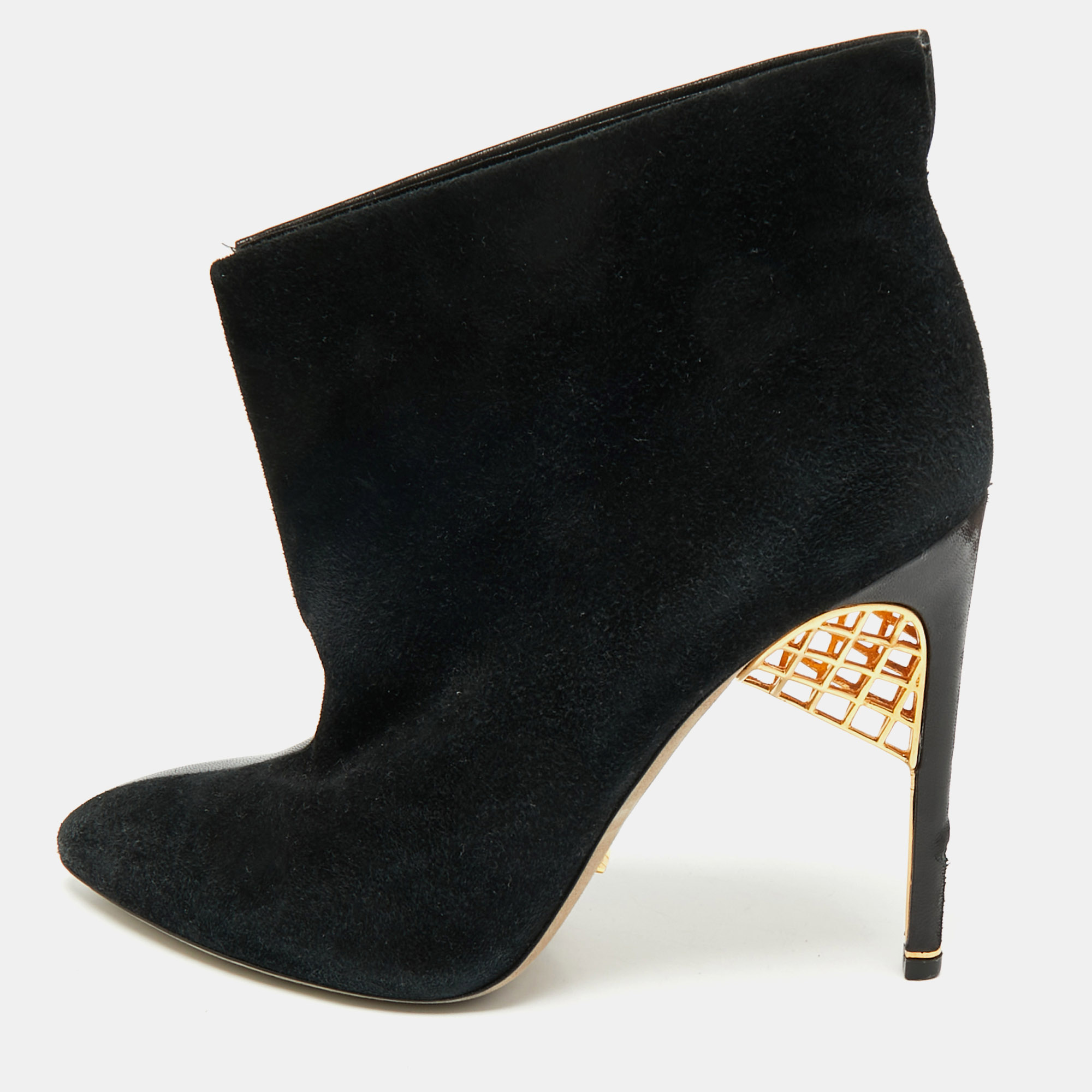 

Sergio Rossi Black Suede and Leather Ankle Length Boots Size
