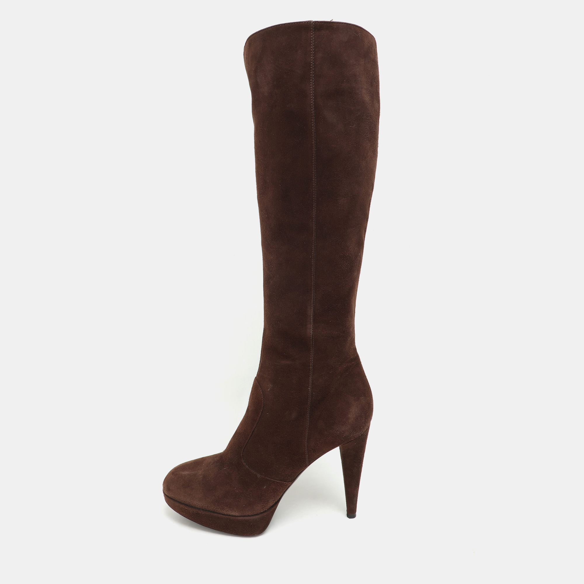 

Sergio Rossi Brown Suede Platform Calf Length Boots Size