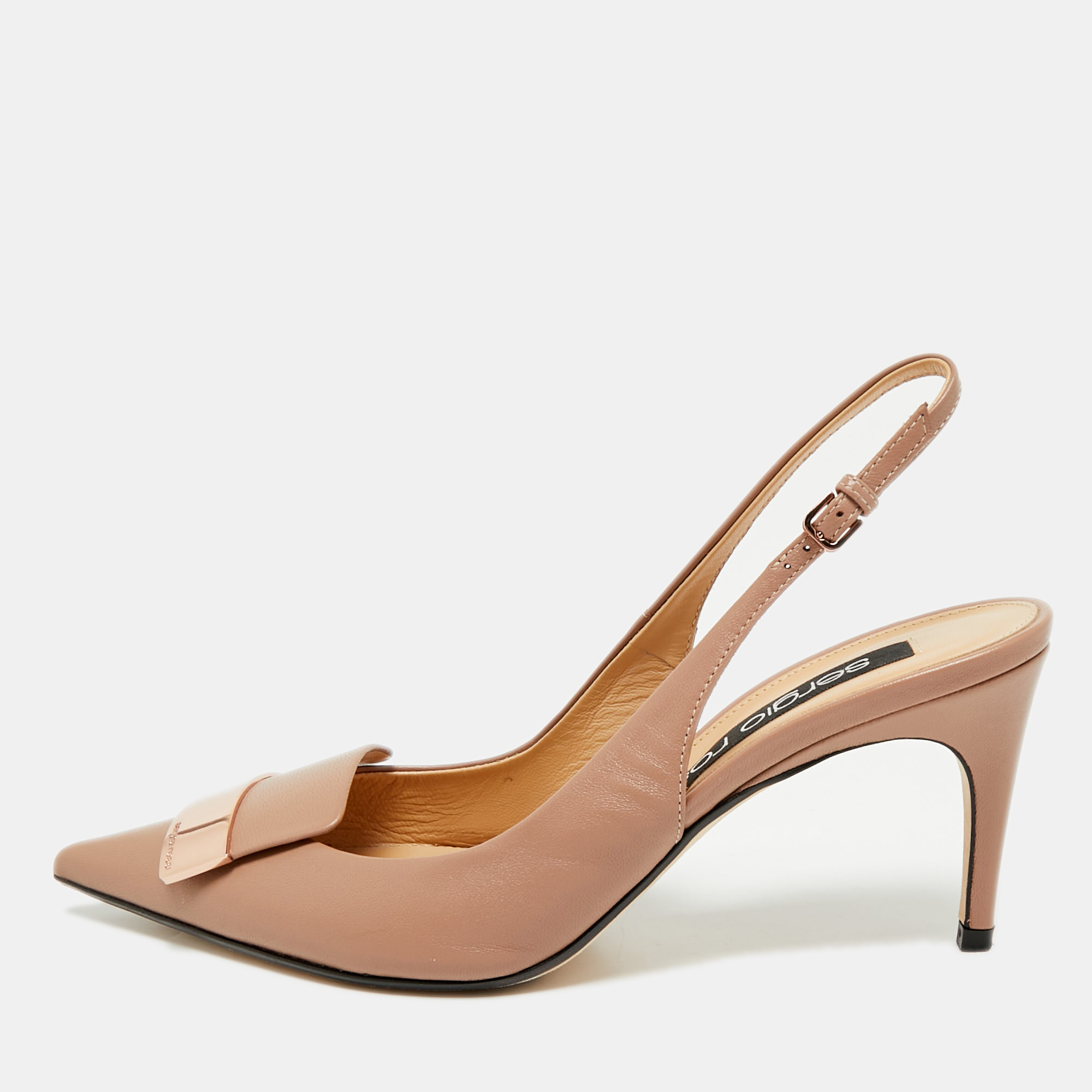 

Sergio Rossi Beige Leather Scarpe Donna Slingback Platform Pumps Size