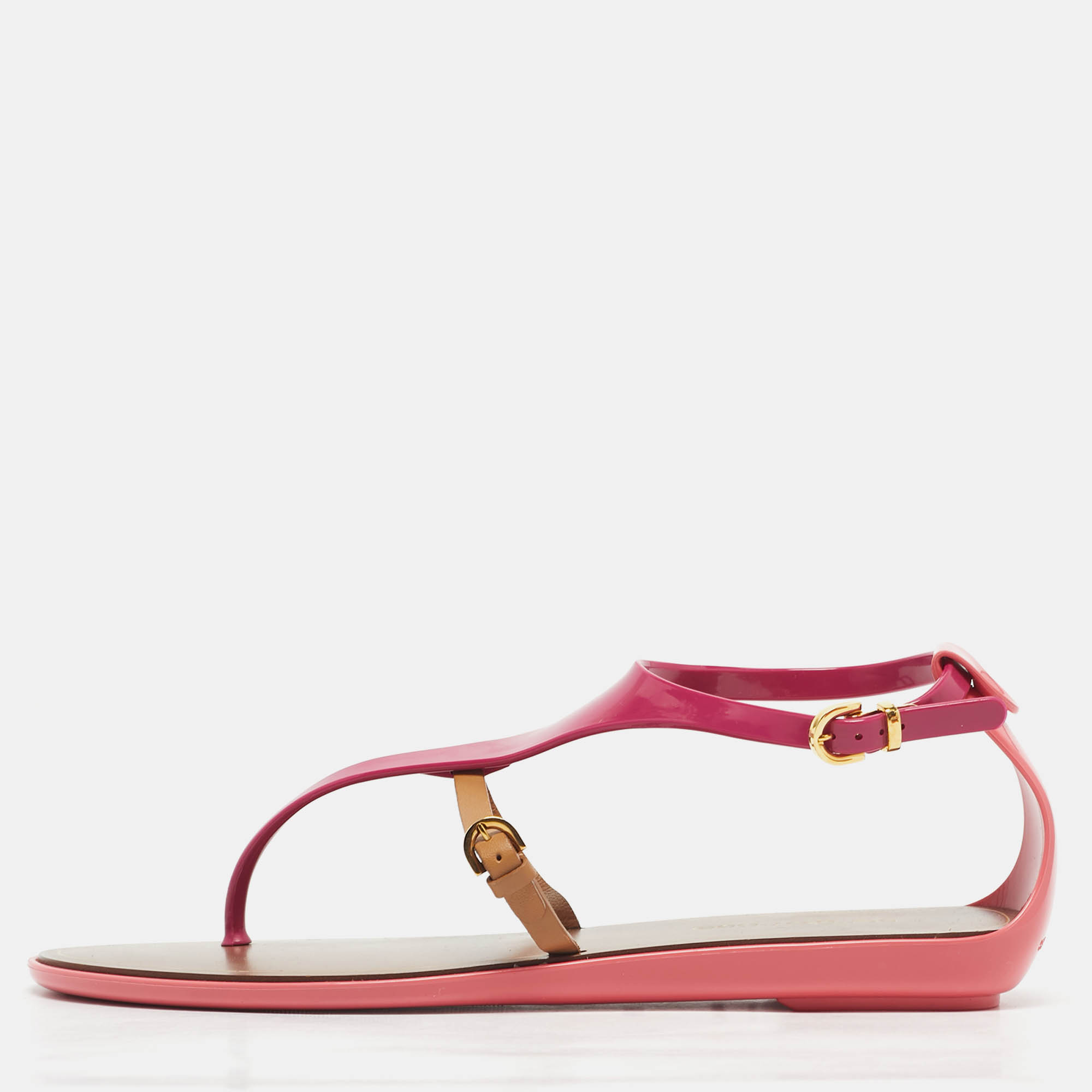 

Sergio Rossi Multicolor Jelly and Leather Flat Sandals Size