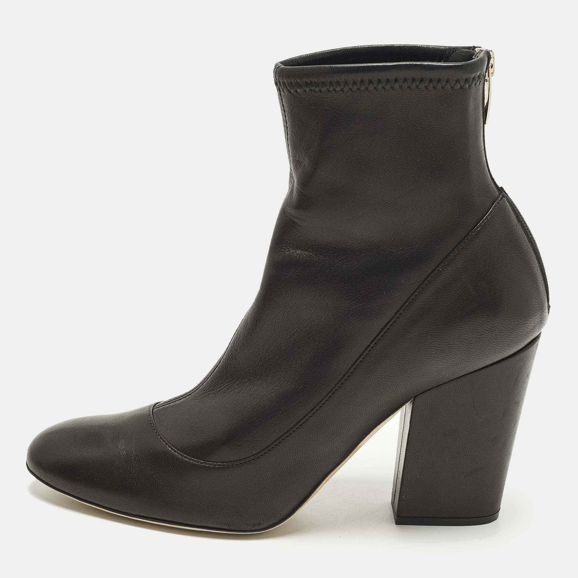 

Sergio Rossi Size  Black Leather Block Heel Ankle Length Boots
