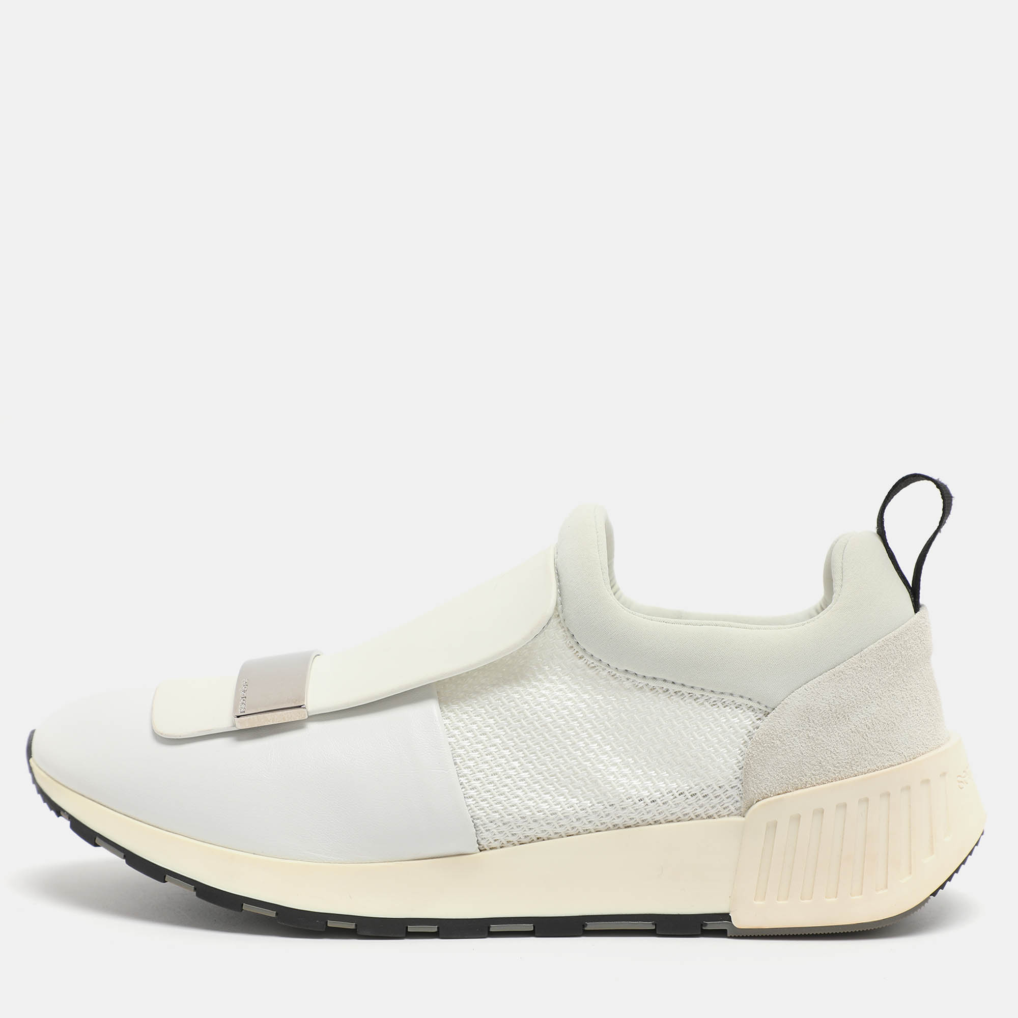 

Sergio Rossi SR1 Size 37 White Leather, Mesh and Suede Low Top Sneakers