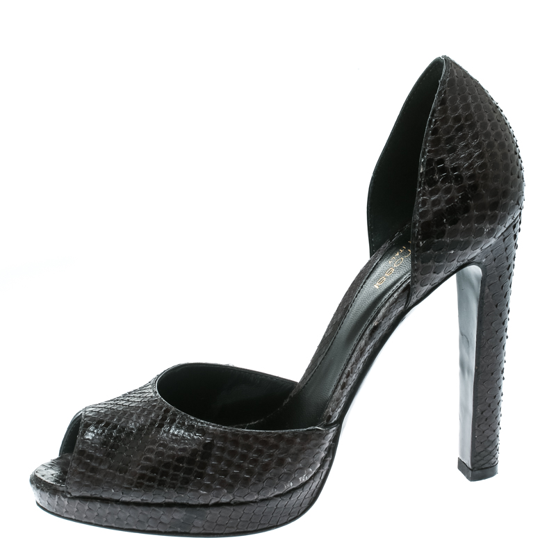 

Sergio Rossi Black Python Leather Peep Toe D'orsay Pumps Size