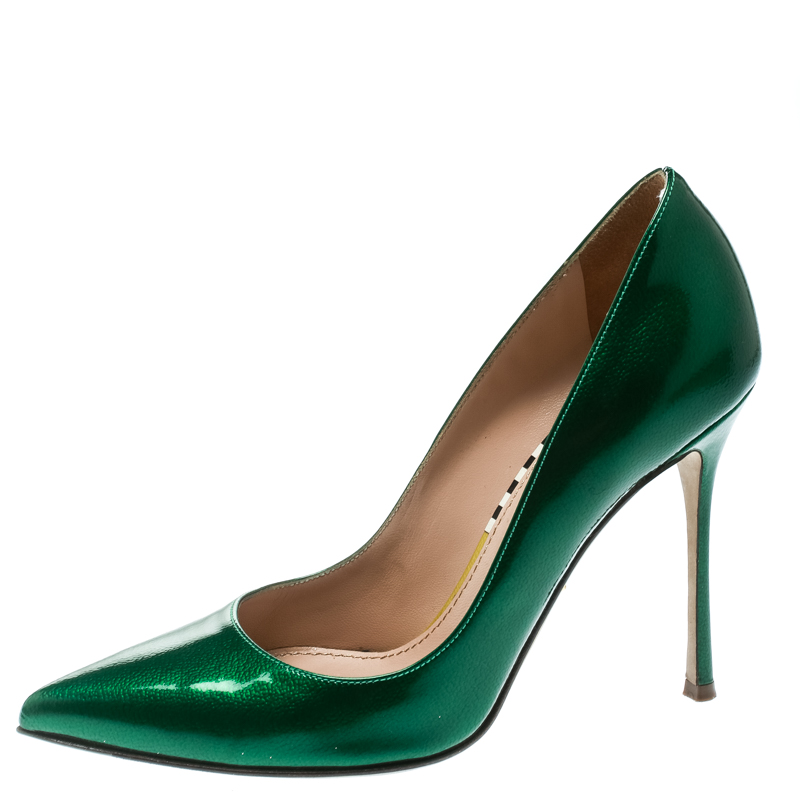 

Sergio Rossi Green Patent Leather Pointed Toe Pumps Size