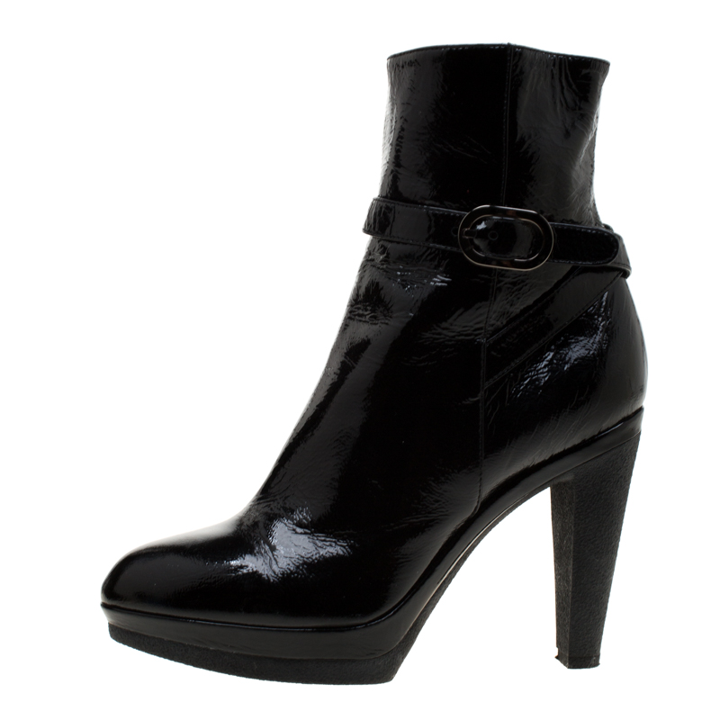

Sergio Rossi Black Patent Leather Ankle Boots Size