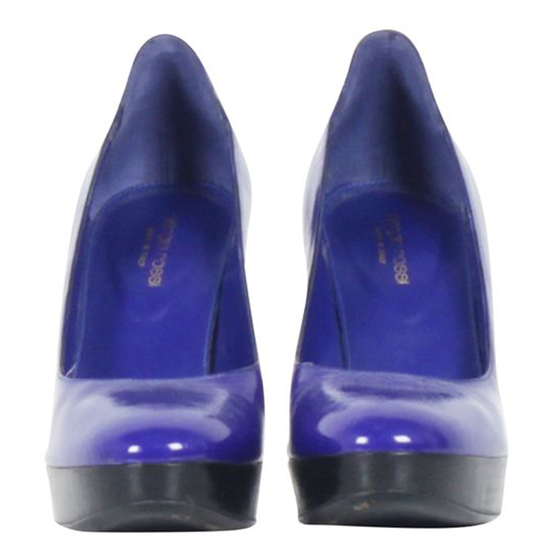 

Sergio Rossi Electric Blue Leather Platform Pumps Size