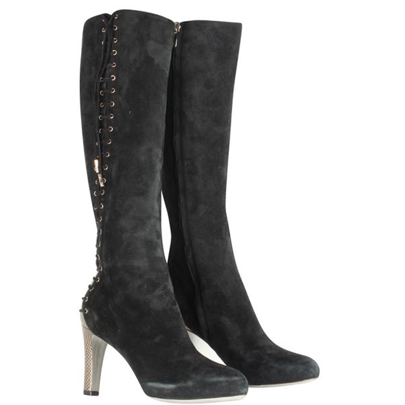 

Sergio Rossi Black Suede High Knee Boots Size