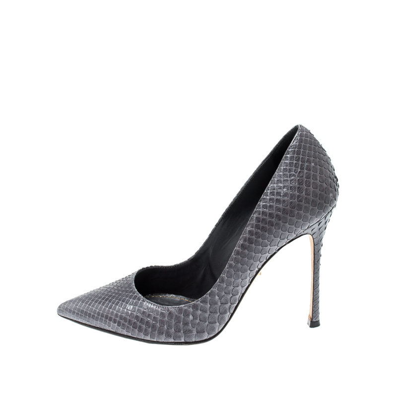 

Sergio Rossi Grey Python Leather Pointed Toe Pumps Size