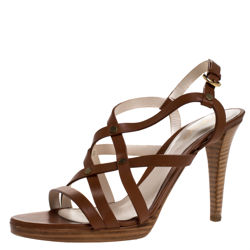 brown strappy shoes