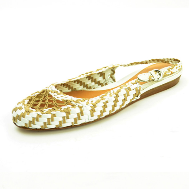 Pre Owned Sergio Rossi Woven Slingback Flat Sandals Size 41