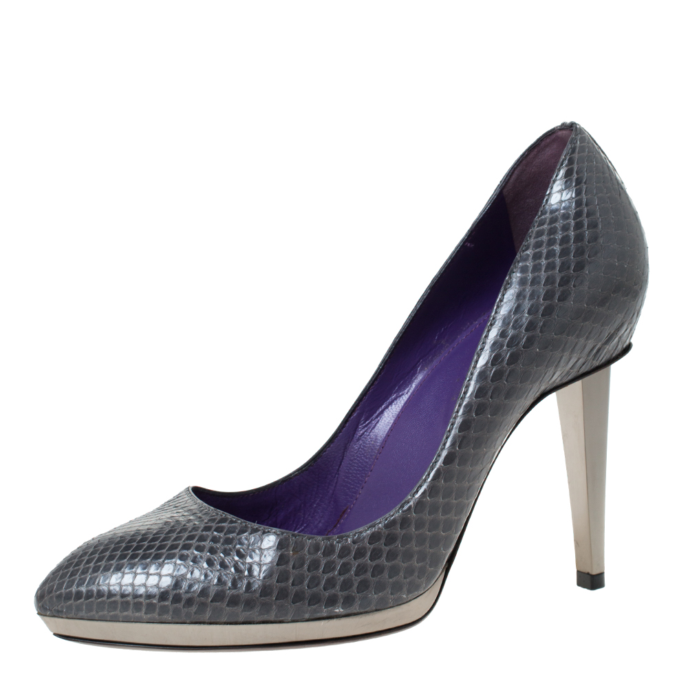 

Sergio Rossi Grey Python Leather Pointed Toe Pumps Size
