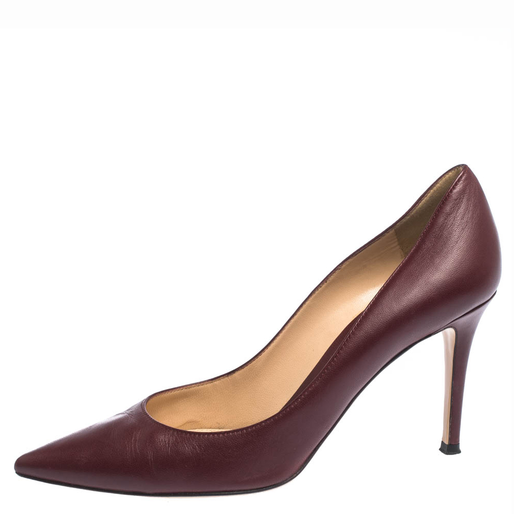 

Sergio Rossi Burgundy Leather Pointed Toe Pumps Size