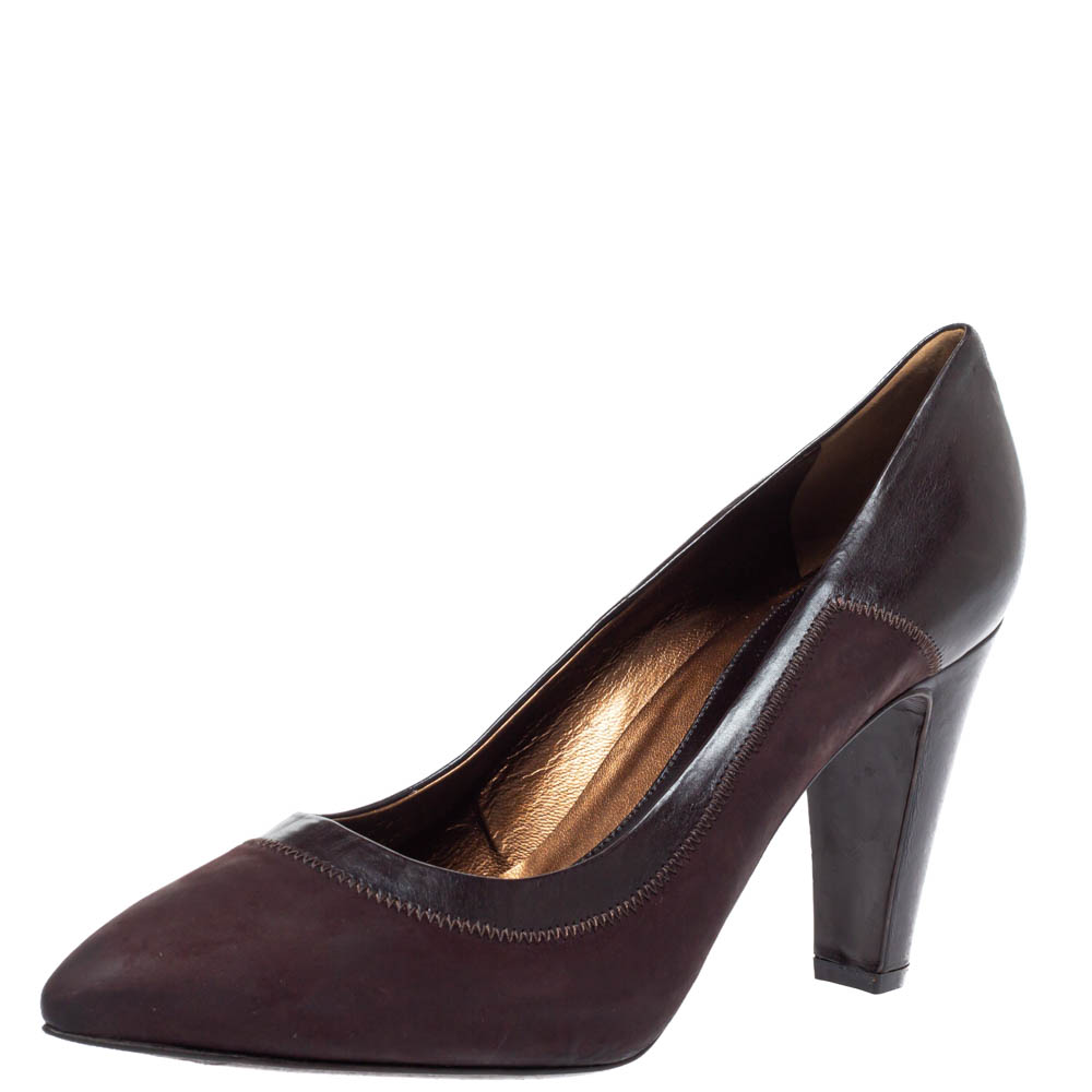 

Sergio Rossi Brown Nubuck Leather Platform Pointed Toe Pumps Size