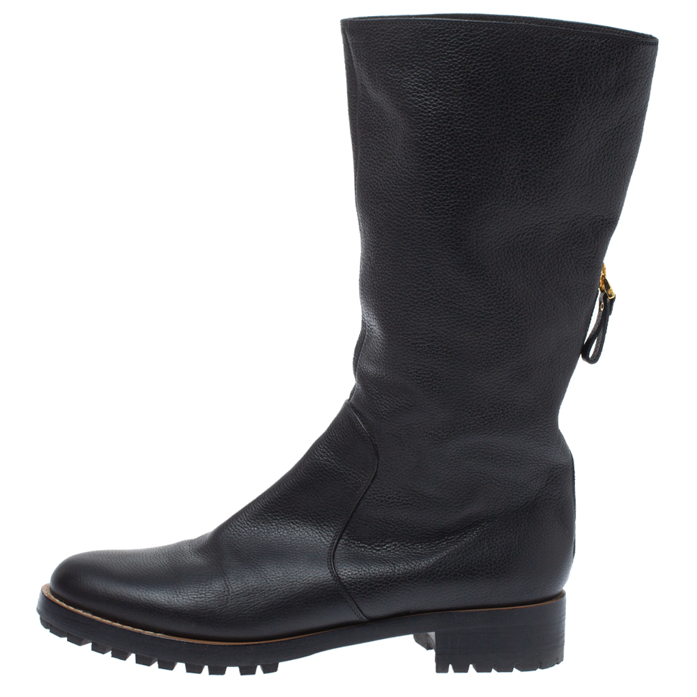 

Sergio Rossi Black Leather Mid Length Boots Size