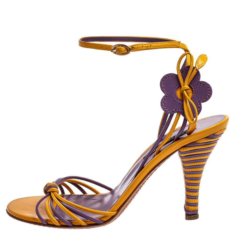 

Sergio Rossi Yellow/Purple Leather Strappy Sandals Size, Multicolor