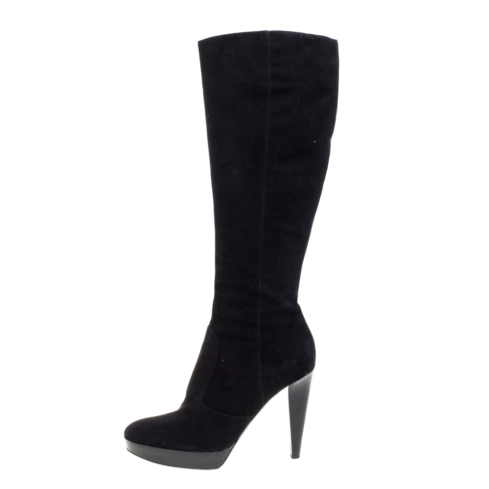 

Sergio Rossi Black Suede Knee High Boots Size