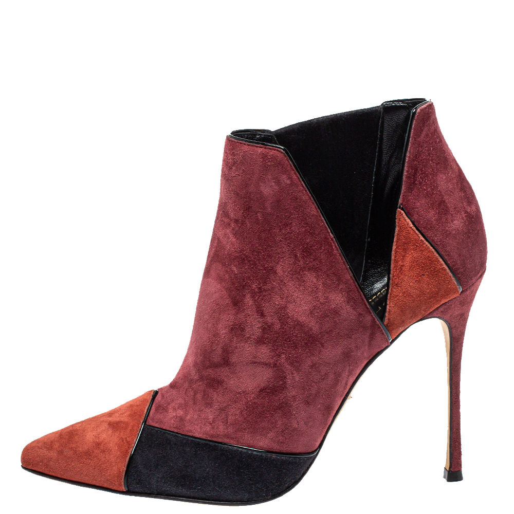 

Sergio Rossi Multicolor Suede Pointed Toe Ankle Booties Size