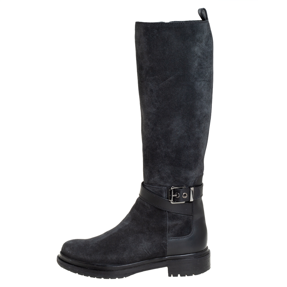 

Sergio Rossi Black Suede And Leather Knee Length Boots Size