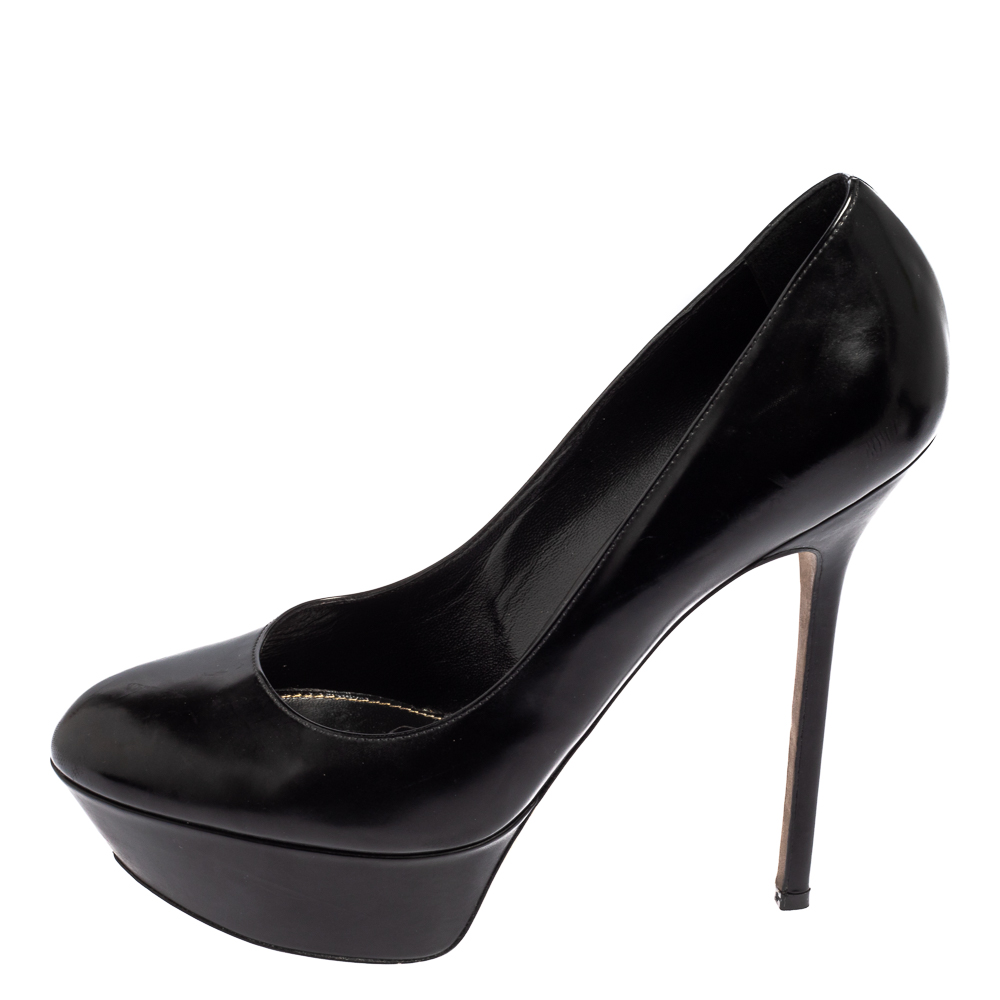 

Sergio Rossi Black Leather Platform Pumps Size