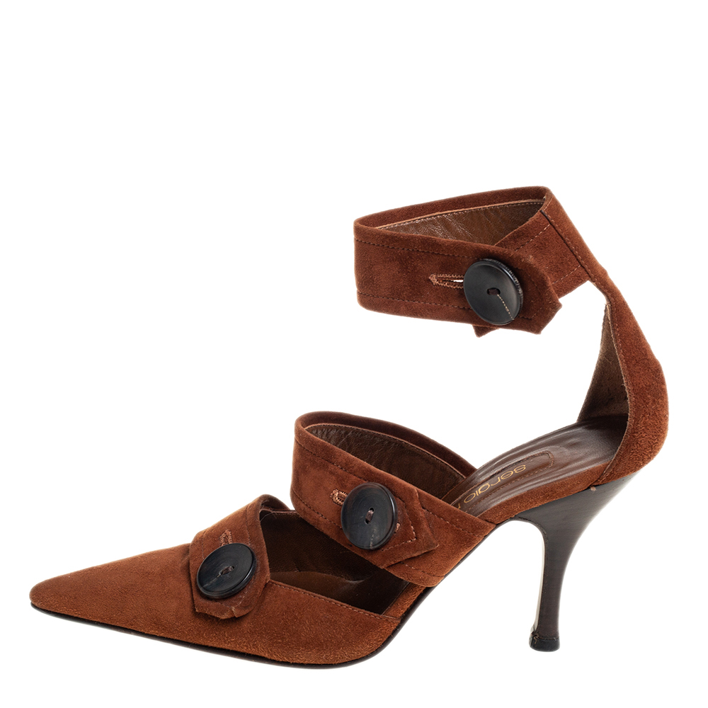 

Sergio Rossi Brown Suede Multi Strap Pointed Toe Pumps Size