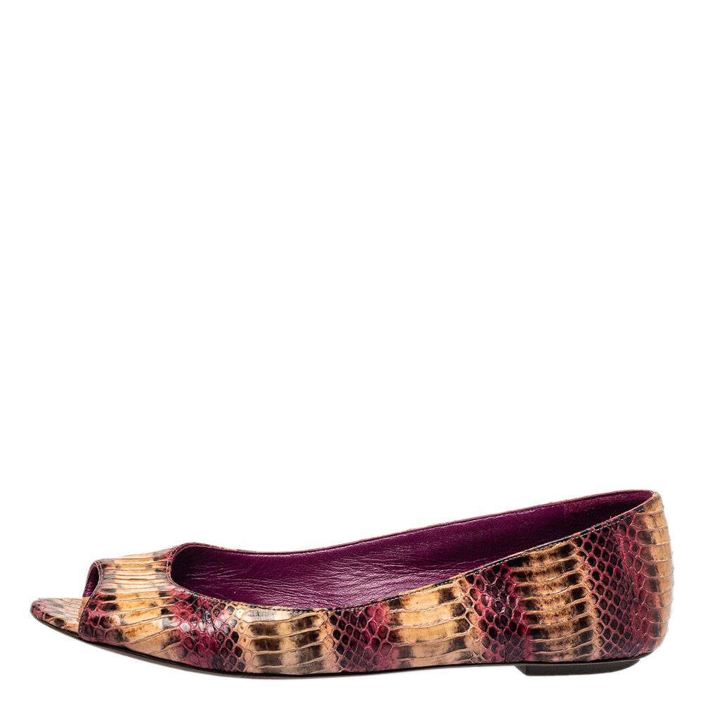 

Sergio Rossi Python Leather Open Toe Ballet Flats Size, Multicolor