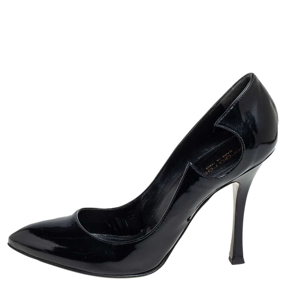 

Sergio Rossi Black Patent Leather Cut Out Pumps Size